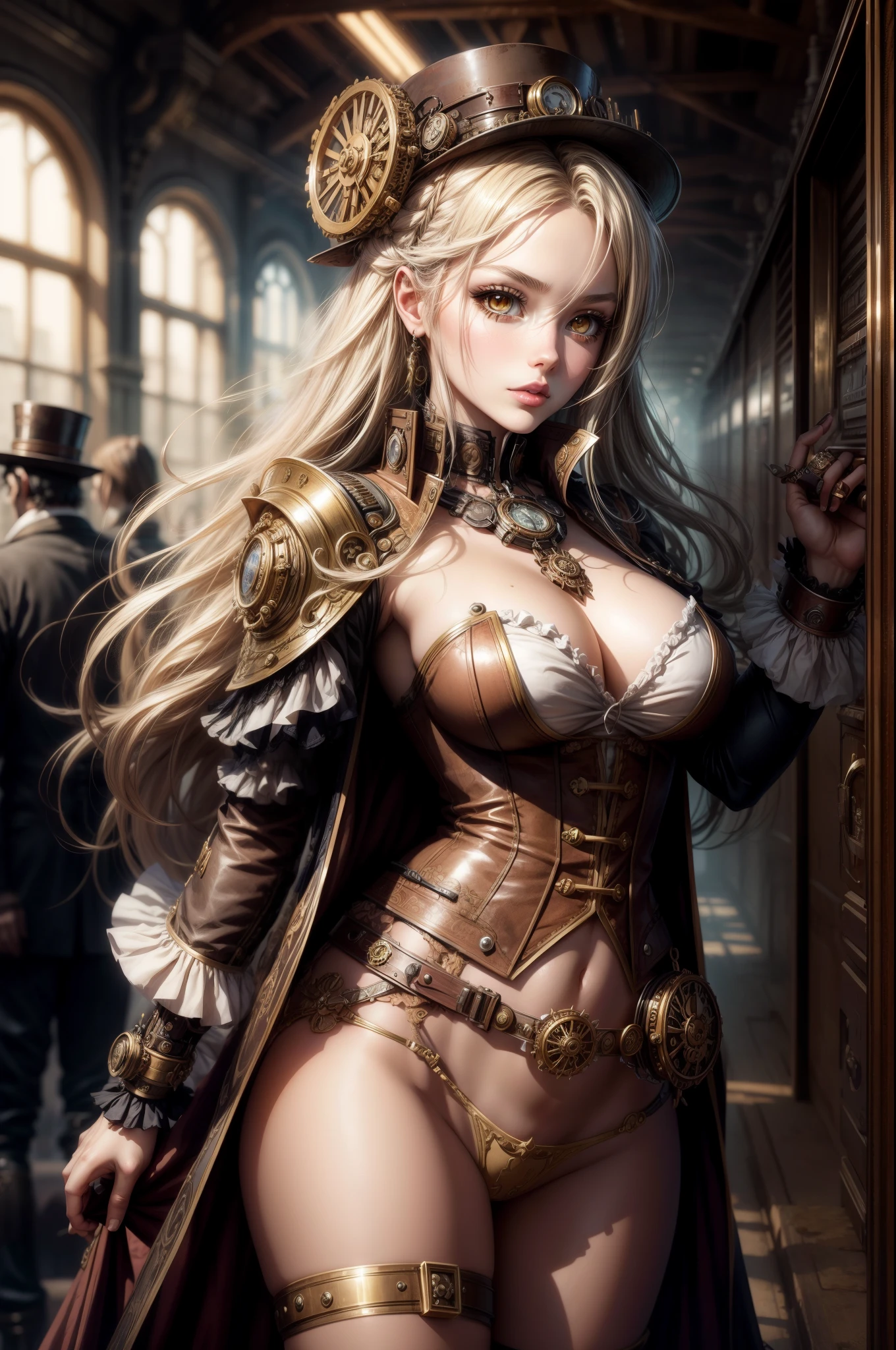 steampunk beautiful a girl animesque locomotive