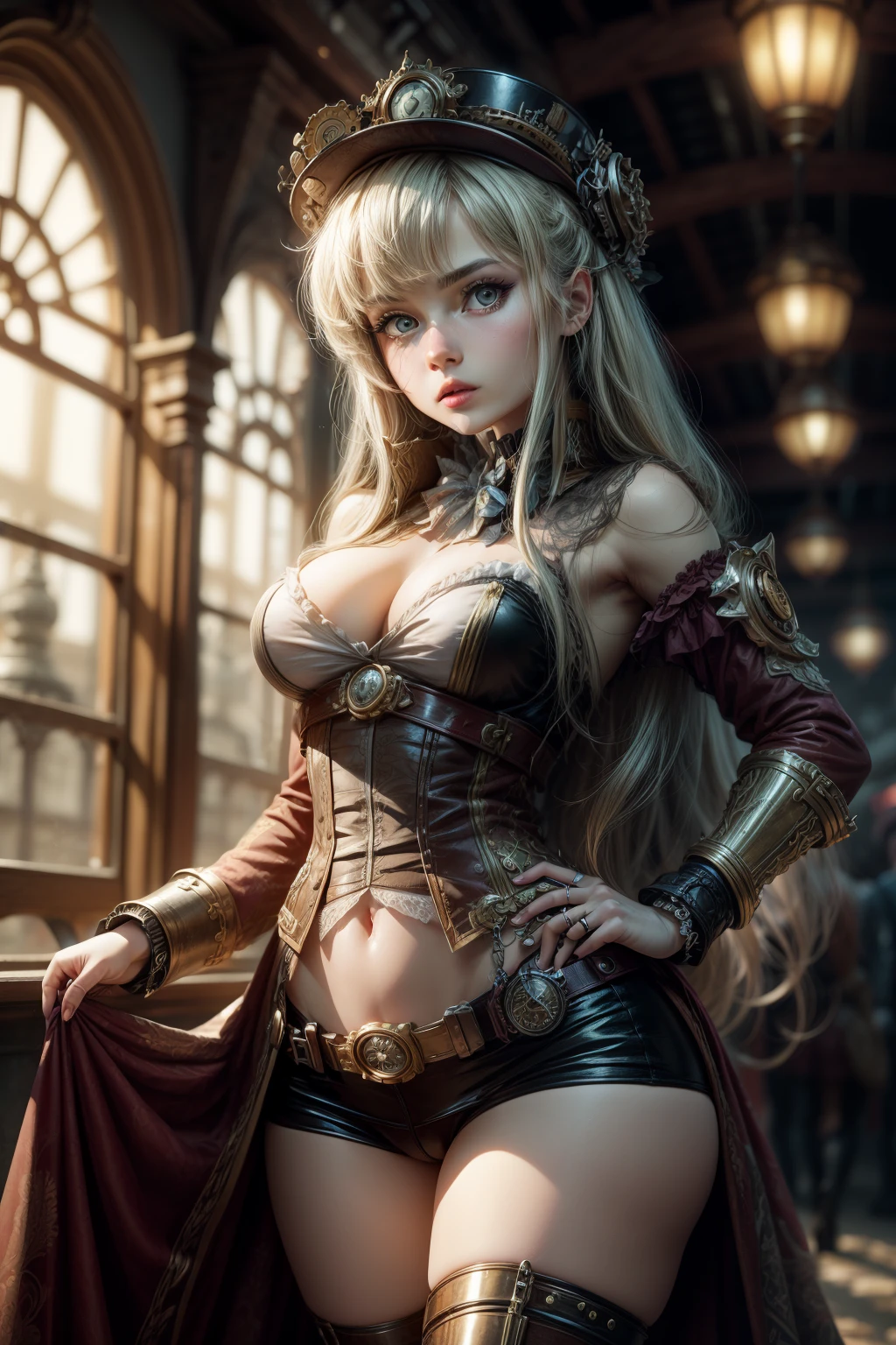 steampunk beautiful a girl animesque locomotive