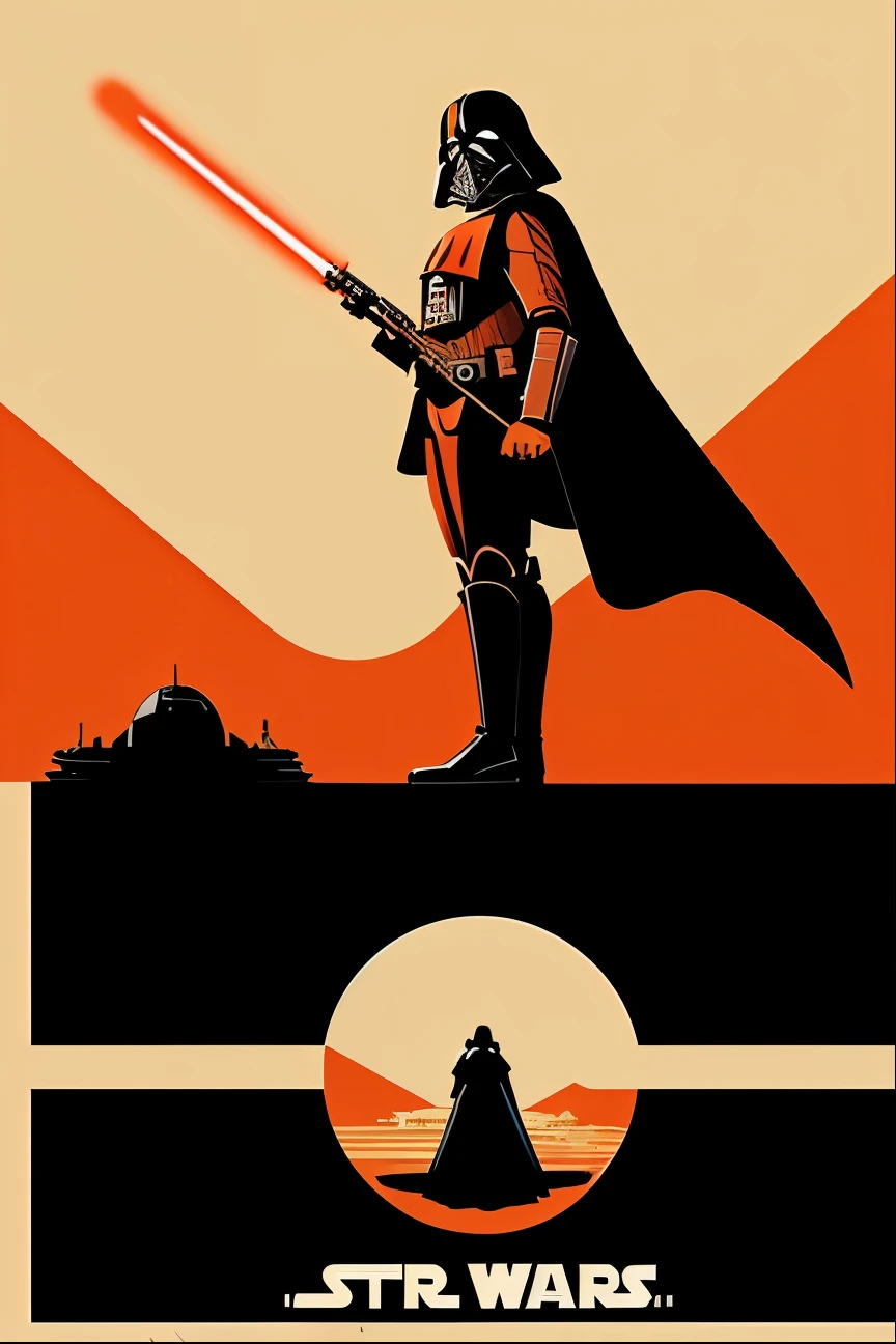 un primer plano de un cartel de un personaje de Star Wars, inspirado en Tom Whalen, inspirado en Tim Doyle, arte de la guerra de las galaxias, Arte digital de Star Wars, Star Wars Poster, por petros afshar, arte de la guerra de las galaxias deco, Estilo Travis Charest, Ambiente de Star Wars, beautiful movie poster, por Chip Zdarsky, inspirado por Ralph McQuarrie