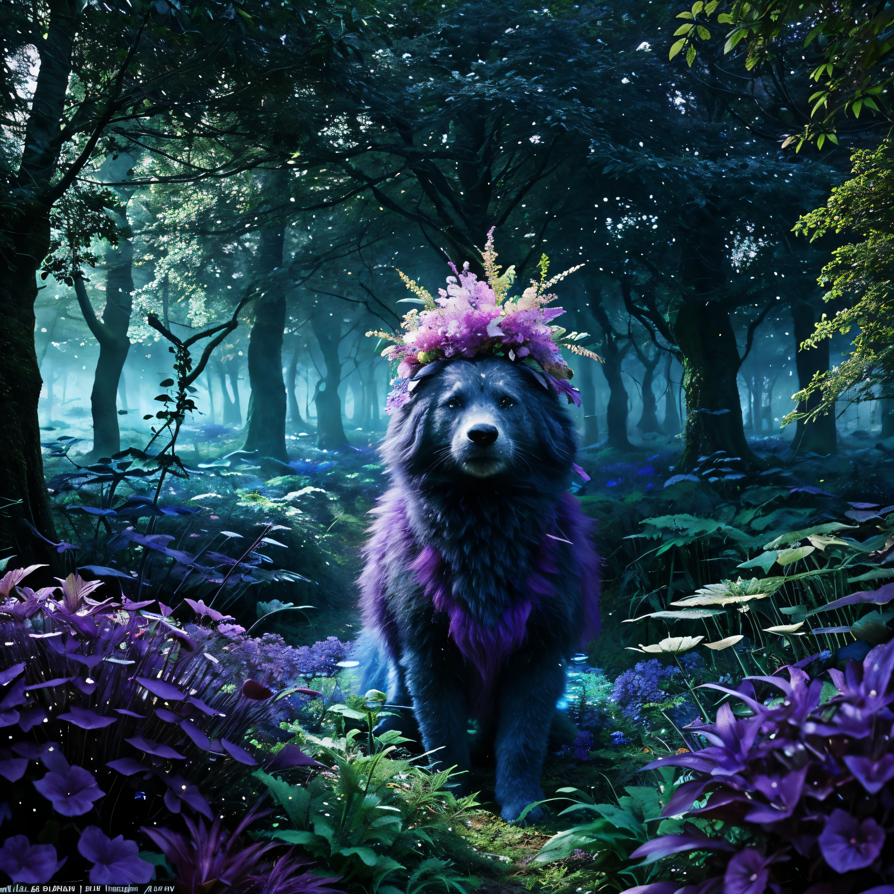 lush forest and plantlife, real, detailed, 8k, highquality, an enchanting and dreamy scene of fantasy/alien forest, creating a sense of mystique and enchantment, award winning photography, lots of blues and purples, depth of field, photorealist, crystals, bright happy colors