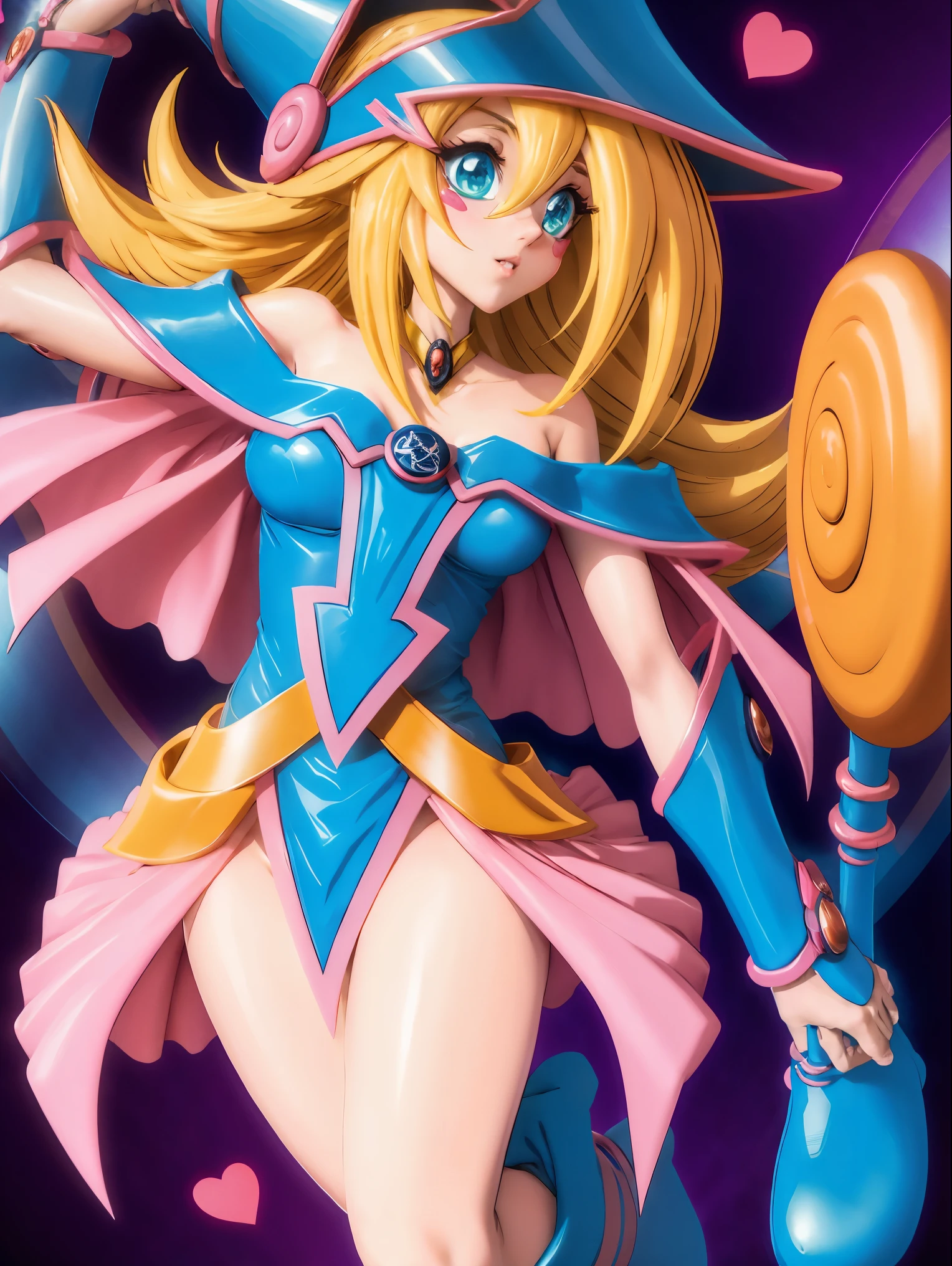 Dark magician gils. Leaving a magic circle. Magia de corazones en el aire.