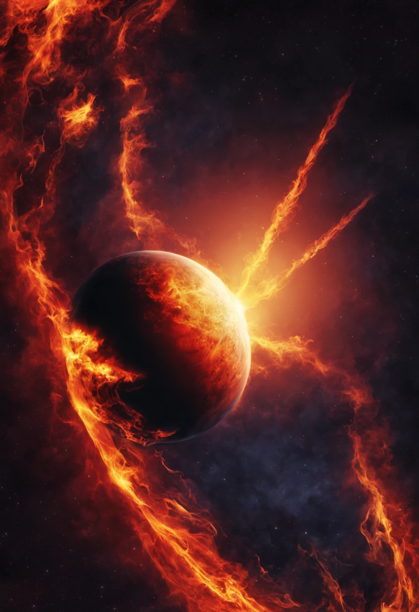 Planet in flames of fire