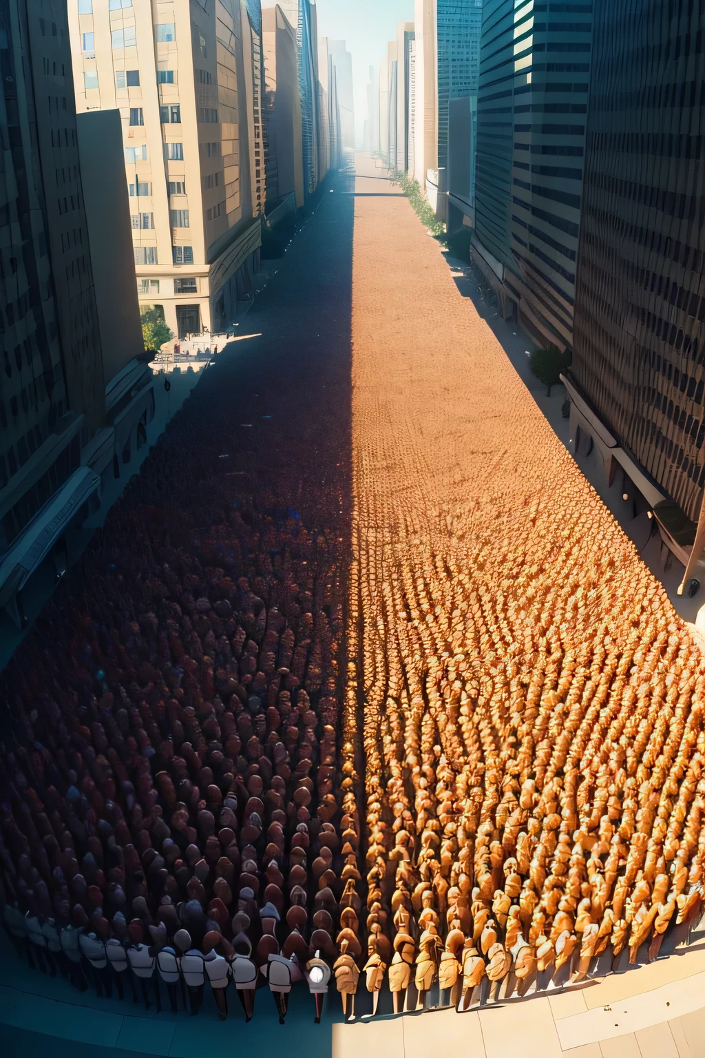 a large mass of people