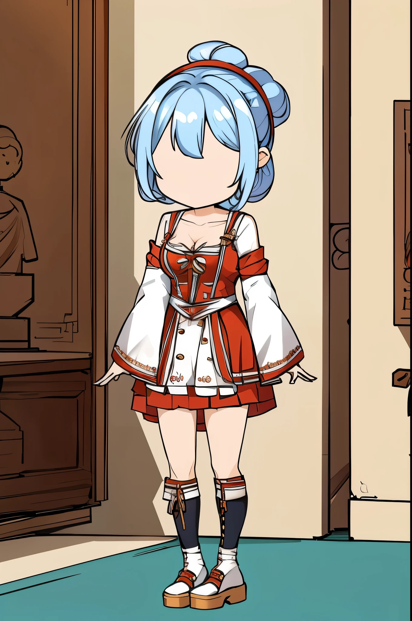 girl，standing，Ancient costume，Knee-white over-the-knee，Ancient costume鞋子