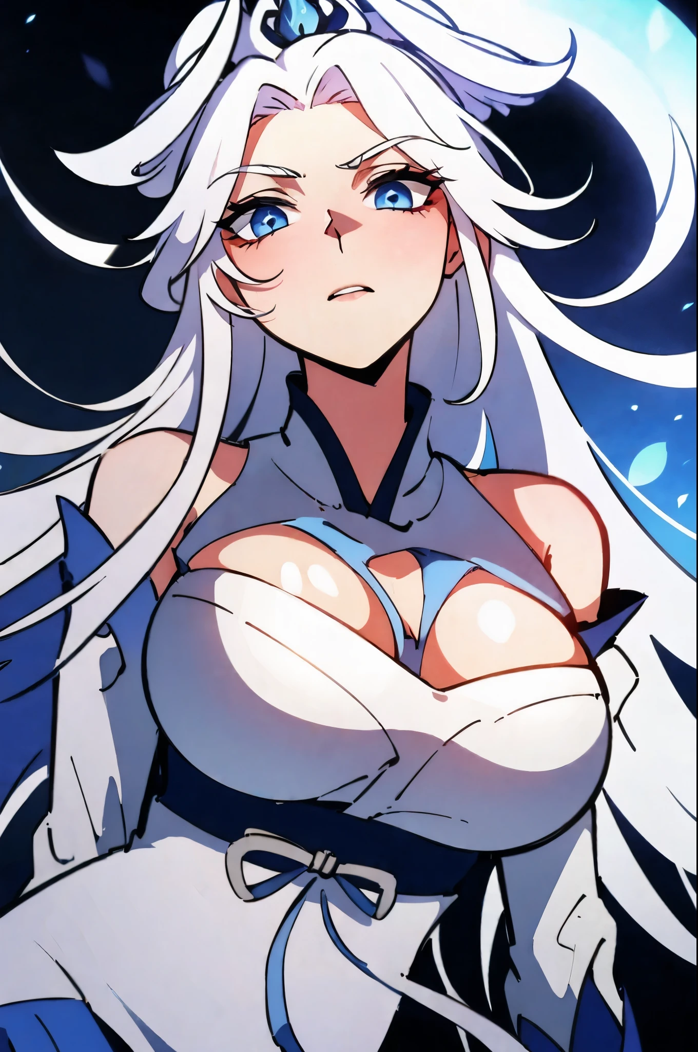 white hair,blue eyes,white taoist robe