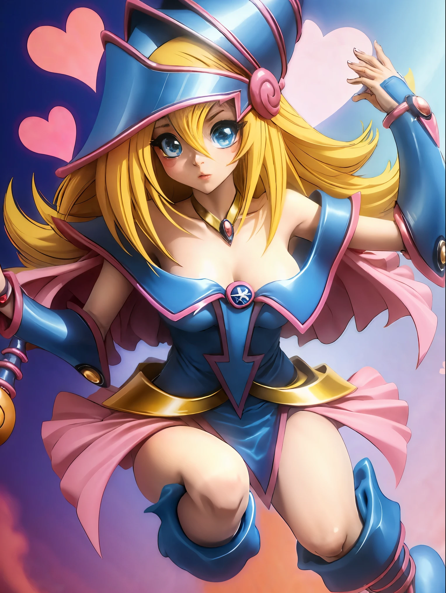 Dark magician gils. Leaving a magic circle. Magia de corazones en el aire.