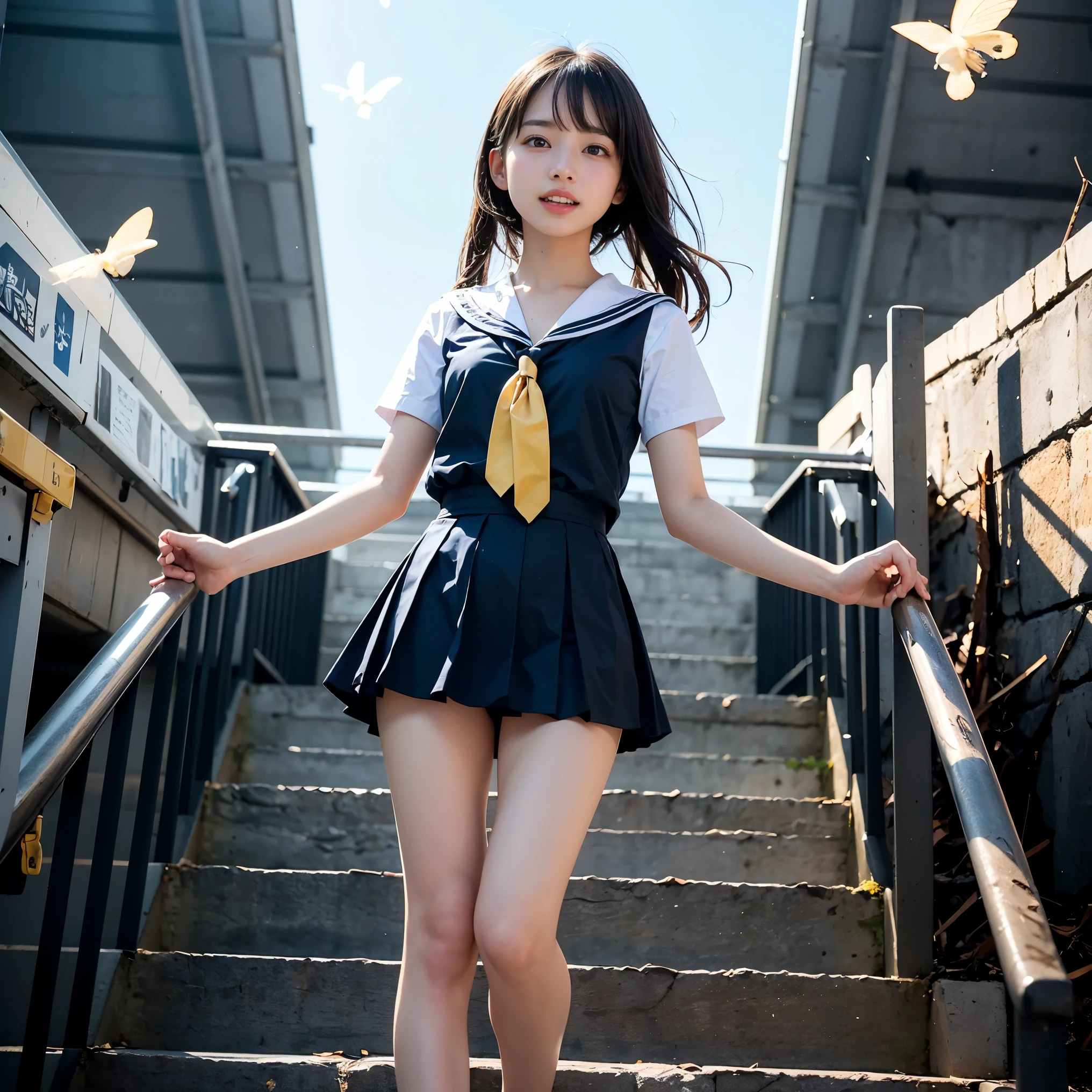 sailor suit、embarrassing、one beautiful woman、detailed face、fine hands、fine legs、(debris flies, highest quality:1.2), 8K, official art, chest、cute、I can see your panties、tug on skirt、 planet, trending on cgstation, 太陽系外planet, official art, mar planet, Sakimi-chan, Five Fingers Photos'body of, Full body Esbian、sailor suitの美しさ、cool look、 (masterpiece) (highest quality) (become familiar with) (8K) (movie lighting) (sharp focus) (complicated)black hair、、小さいchest、laughter、incredibly stupid, (beautiful girl, cute face, turn back, gold ornaments in hair、naked、chestのクローズアップ, gardenia, Viola family, space , looking at the viewer, film grain, chromatic aberration, オッパイsharp focus, face light, dynamic lighting, cinematic lighting, become familiar withな目と顔, (cute tie、1 part:1.2)
