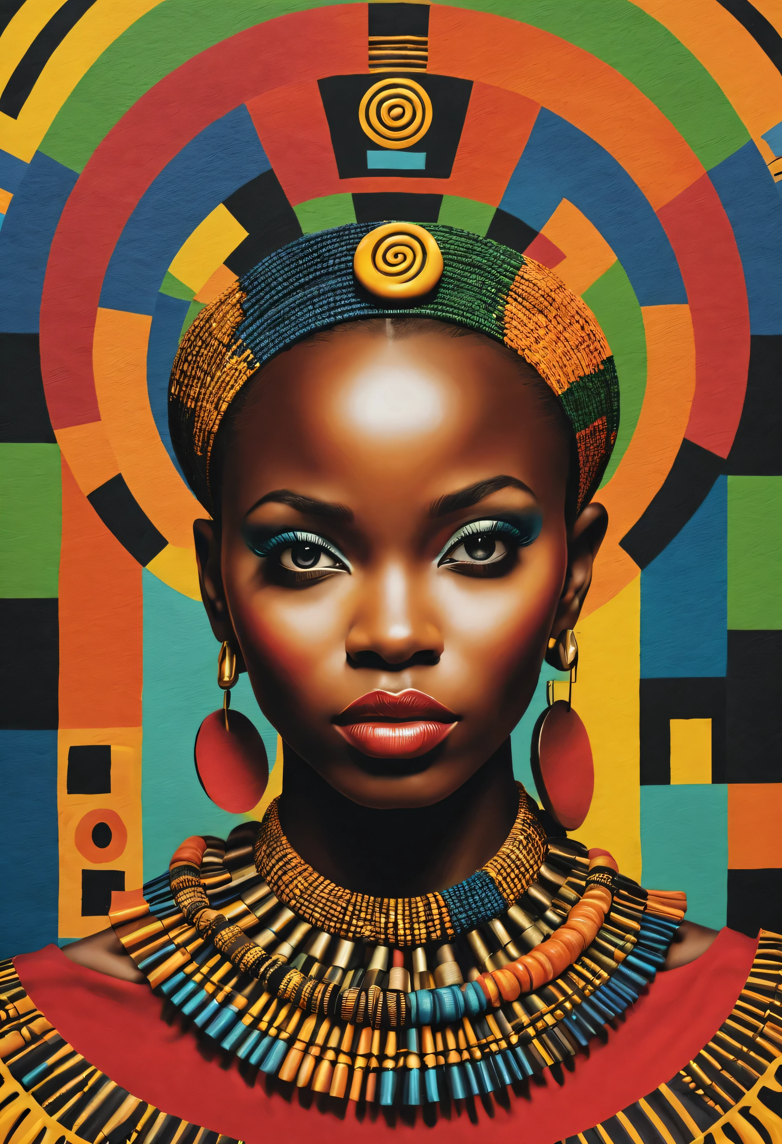 Create artwork that combines traditional Bantu symbols, such as Adinkra or Ndebele patterns, with modern abstract art techniques. Emphasize vibrant colors and dynamic compositions to capture the energy and diversity of Bantu culture in a fresh and innovative way