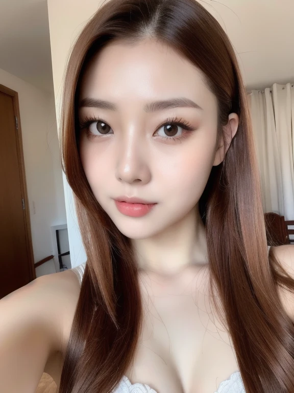 (realistic、masterpiece、Best Quality、8K、highres、high resolution:1.3)、1 girl、Big breasts、white bikini、looking at viewers、super fine face and eyes、long hair、 upper body、