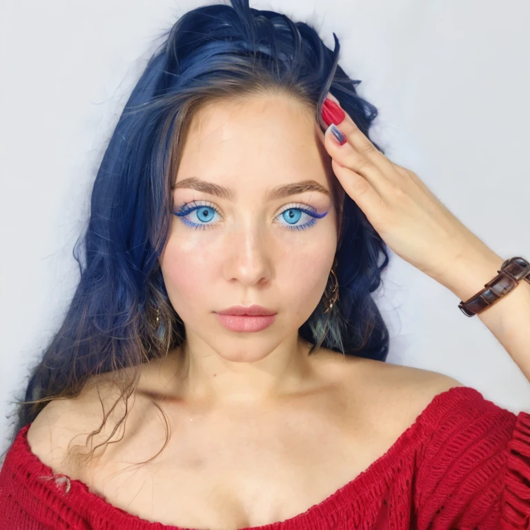RAW Photo, Anastasia, face, loose hair, blue eyes, botox lips, quality photo portrait,