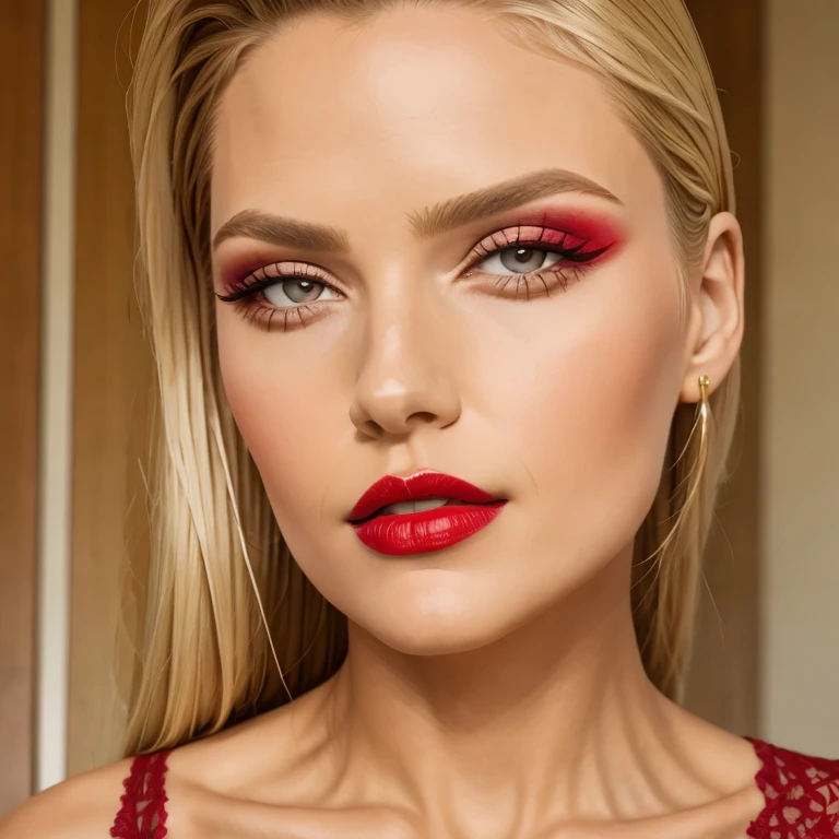 (masterpiece, best quality:1.2), 1girl, solo, red make up, red lipstick,