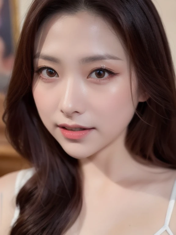 (realistic、masterpiece、Best Quality、8K、highres、high resolution:1.3)、1 girl、Big breasts、white bikini、looking at viewers、super fine face and eyes、long hair、 upper body、