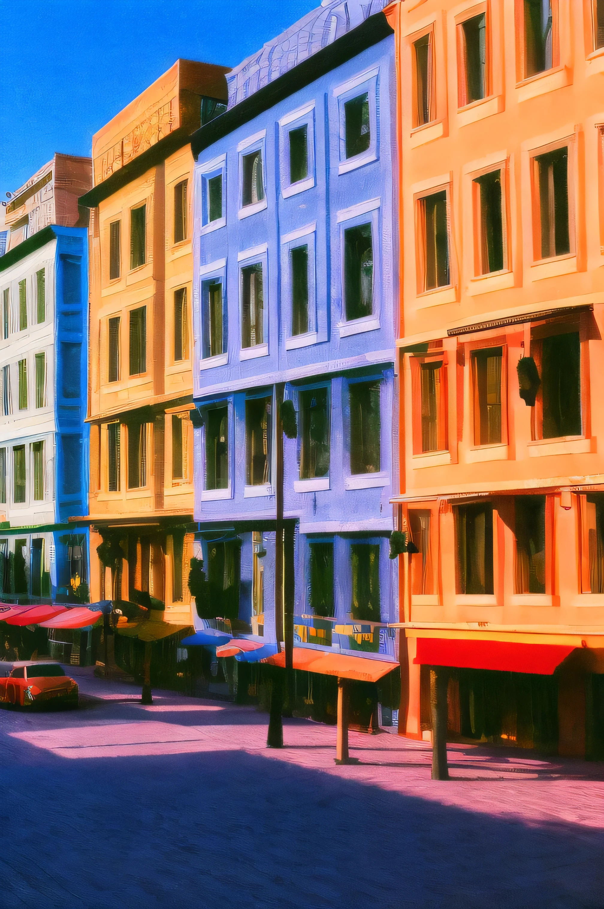 Uma rua movimentada com casas coloridas, atmosfera vibrante, residentes animados, e atividades agitadas. [Cena de rua], [casas coloridas], [atmosfera vibrante], [Residentes animados], [atividades movimentadas], [pedestres], [Traffic], [vendedores de rua], [children playing], [Carros passando], [cobblestone pavement], [Varandas cheias de flores], [Abra a janela], [Risos e conversas], [arquitetura encantadora], [Becos estreitos], [Cozy cafes], [luzes da rua], [sombras e reflexos], [Detalhes encantadores], [arte de rua], [Elementos tradicionais], (melhor qualidade,4k,8k,high resolution,obra de arte:1.2), ultra-detalhado, (realista,photorealista,photo-realista:1.37), [cores vivas], [tons de cores quentes], [luz solar suave], [dynamic lighting].