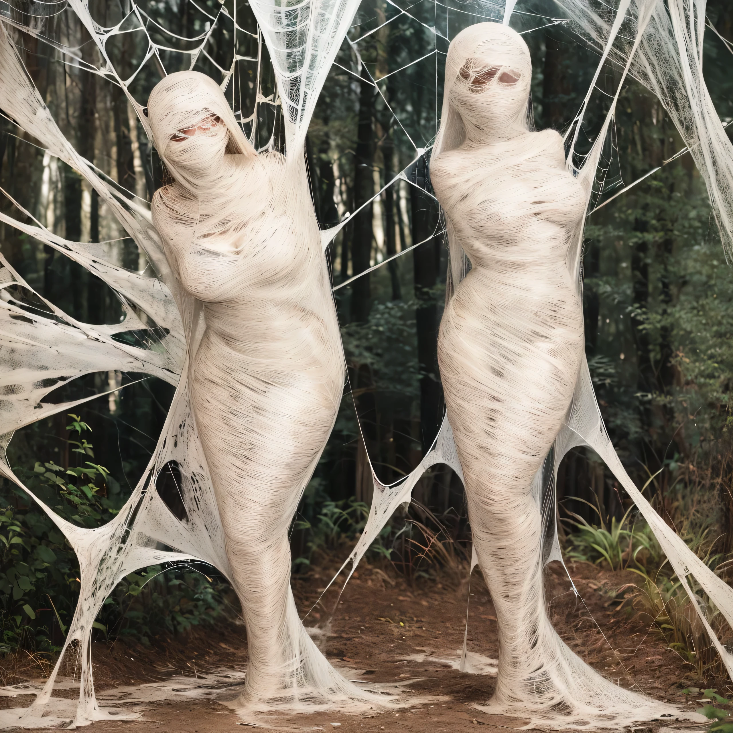 a girl entangled in the spider web, struggle, detailed classroom, (cocoon:1.3), spider web, hanging, spider in the web, spider