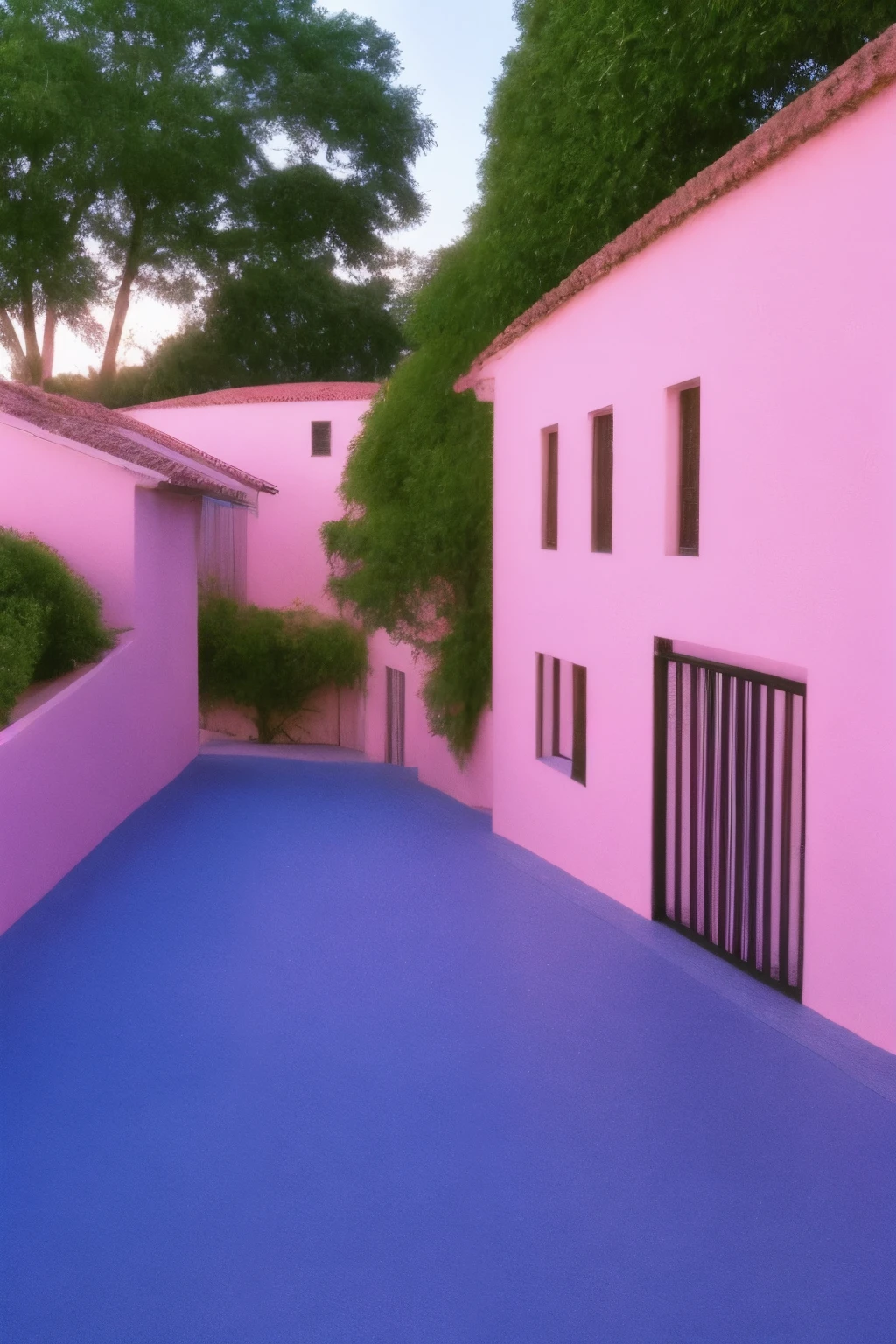 Desenhe uma cena minimalista que retrate uma rua tranquila em um bairro suburbano. The houses are represented by simple and geometric shapes, com telhados inclinados e janelas retangulares. The colors are soft and pastel, incluindo tons de azul, rosa e amarelo, evoking a sense of calm and serenity. Uma rua estreita se estende entre as casas, paved with cobblestones or asphalt, and flanked by slender trees and elegant lanterns. The sky above is a gradient from light blue to soft pink, with fluffy clouds floating lazily. There are no signs of movement or activity, apenas uma quietude tranquila que permeia o ar. The atmosphere is one of peace and contemplation, convidando o espectador a apreciar a beleza da simplicidade cotidiana.