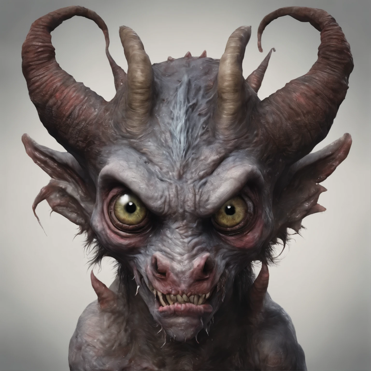 monstrous demon with a big eyes, many eyes over the body, ultra realistic, a devastated world