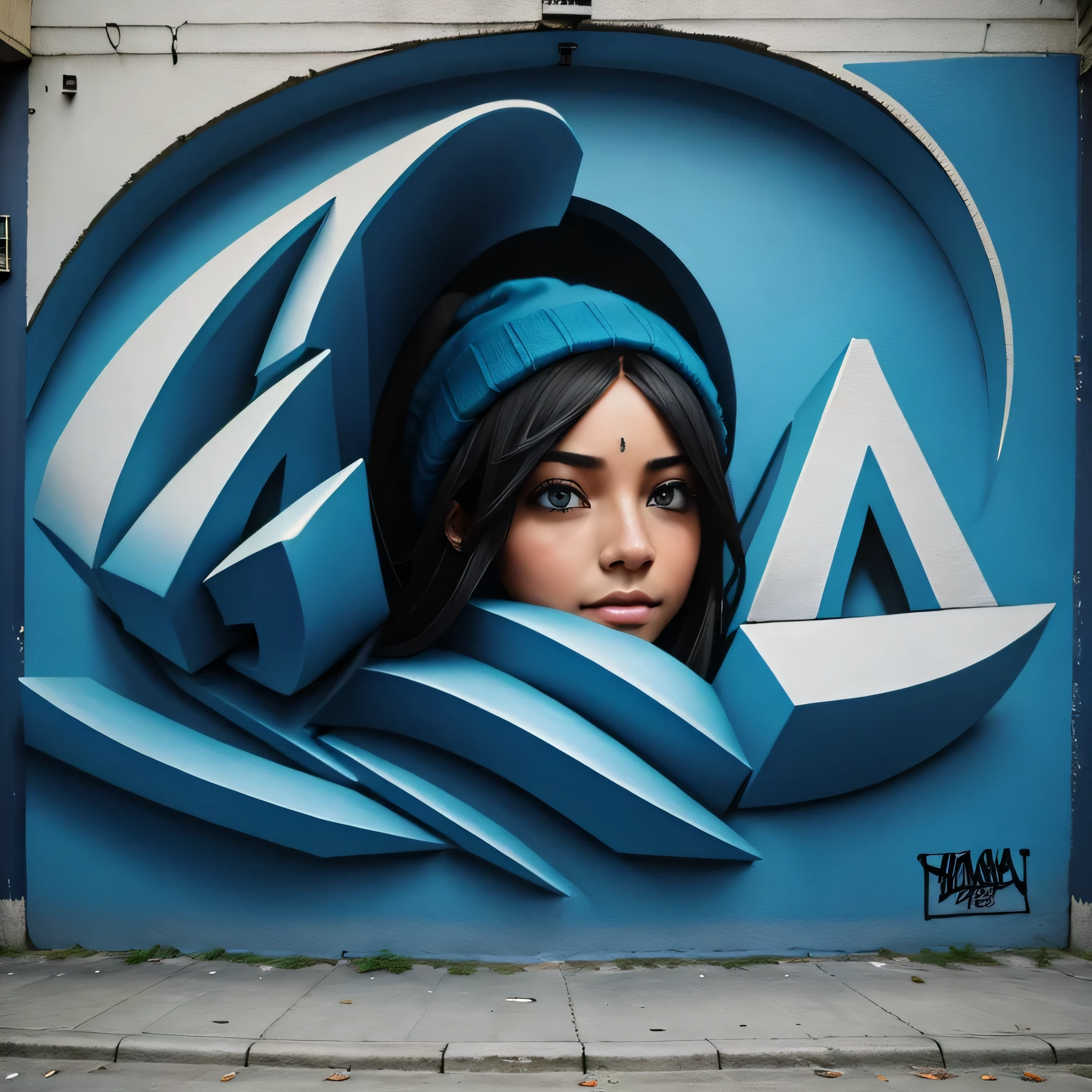 UN PRIMER PLANO DE UN GRAFFITI 3D CON LA PALABRA TEXT: "JAHZ" , EL MEJOR GRAFFITI, EL GRAFFITI LO HACE UN CHICO CON ROPA URBANA, EN LA PARED DE UN EDIFICIO, LOS COLORES DEL GRAFFITI SON AZUL, BLANCO Y GRIS, DETALLADAMENTE REALIZADO, EL JUEGO DE SOMBRAS Y PERSPECTIVA LE DAN UN TOQUE HIPER RFEALISTA, 8K,