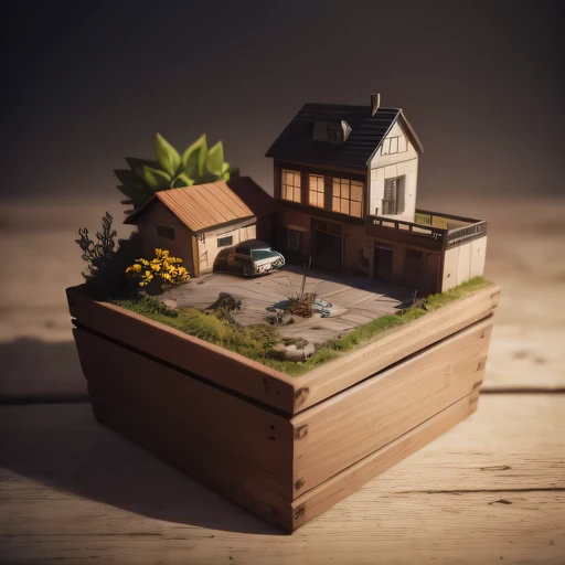 3558年Mars realistic model, (bifurcation, original photo, best quality, masterpiece:1.4),SteampunkCyberpunk6820 City,(CyberpunkMars light:1.3), Mars (related to land),(in a small nature box:1.3),Isometric, small nature, landscape on foundation,landscape,