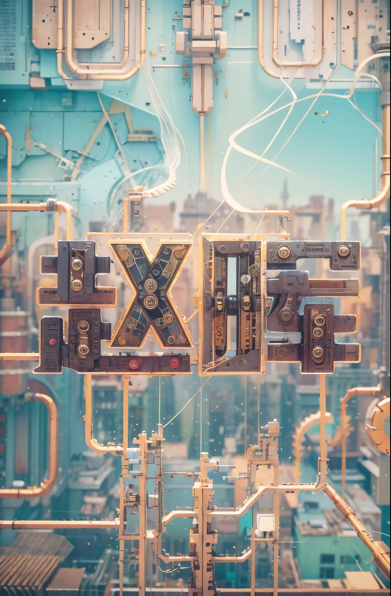 (number art,steampunk)，Metal signs, gears, wires, cables, sparks, screws， (3d sculpture，rendering by octane，volumettic light，Natural soft light，), (super delicate:1.2, lose focus:1.2, extremely colorful, Cinematic Lighting, Chiaroscuro,Ray Tracing), Masterpiece, super rich,super detailed,8k,meccog