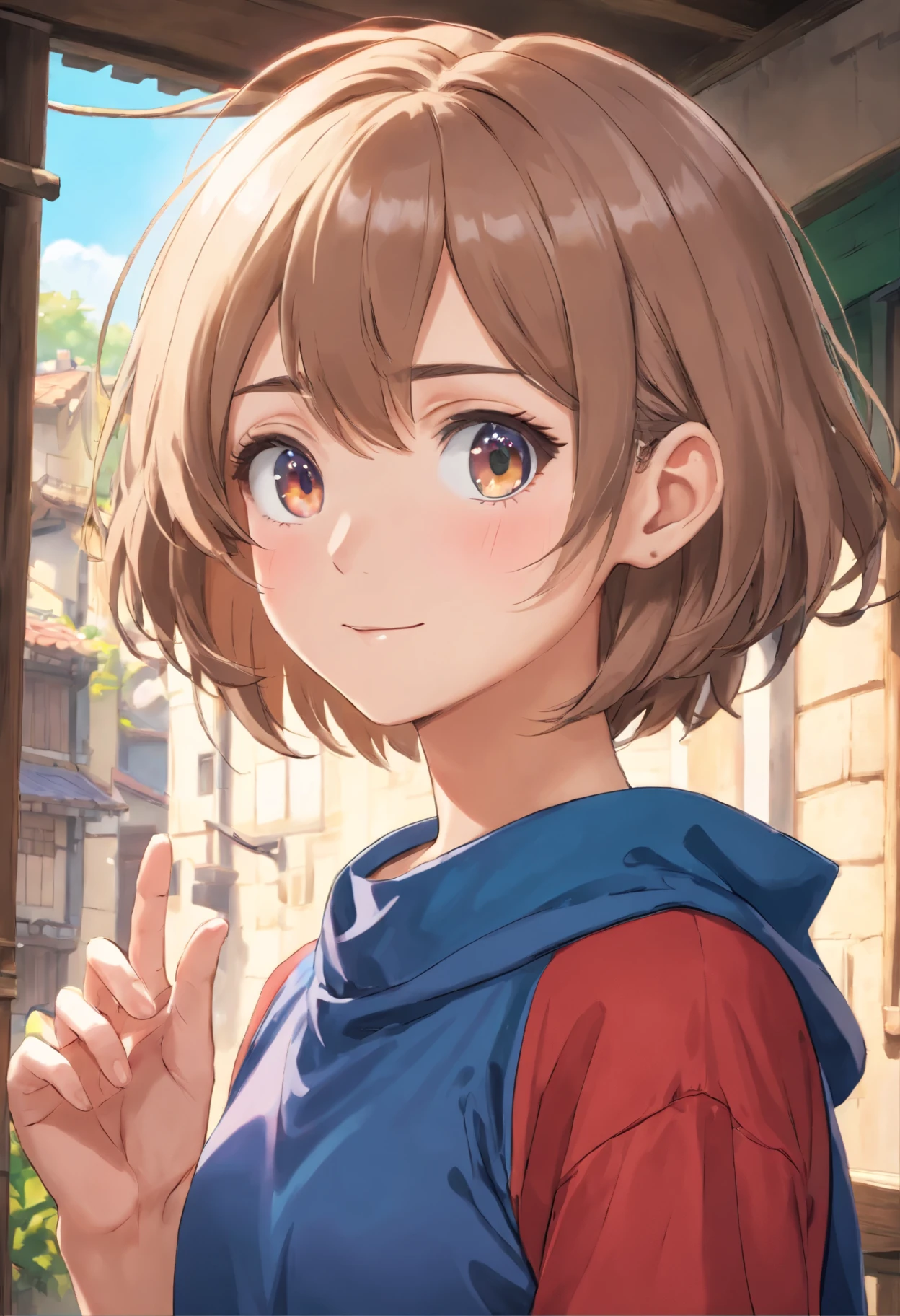 Best Quality, Ultra High Resolution, (Photorealistic: 1.4), Beautiful Eyes, Super Beautiful, Very Short Hair, Beautiful, Sweetheart, T-shirt with Rough Chest, Beautiful Soldier, Eyes That Invite Viewer, Lover's Perspective, Inviting Expression, Sexy Smile, Perfect Style, Perfect Balance, Detailed Skin, Naughty Gaze, Chest Visible