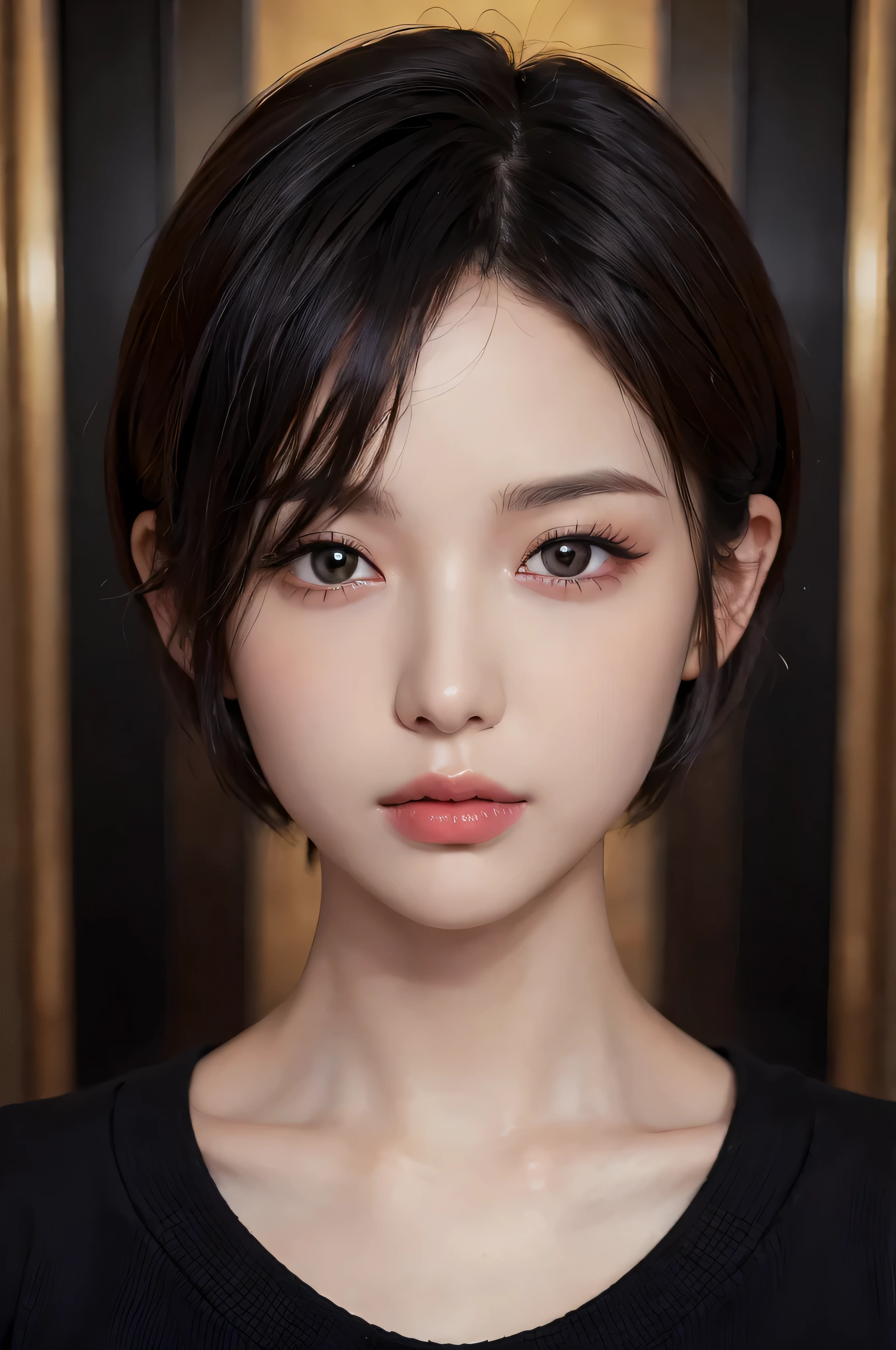 (masterpiece:1.3), (8 thousand, realistic, RAW photos, best quality: 1.4), (1 woman), beautiful face, (realistic face), (black hair, Short hair:1.3), beautiful hairstyle, realistic eyes, beautiful and delicate eyes, (realistic skin), beautiful skin, (sweater), absurd, attractive, ultra high resolution, extremely realistic, very detailed, golden ratio, Girl Groups from South Korea