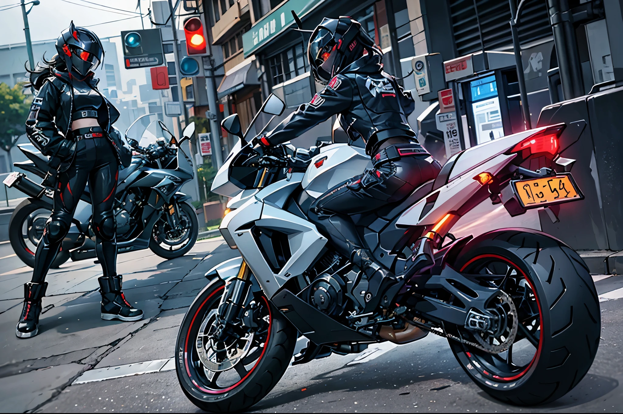 teenage, motorcycle, cyber punk