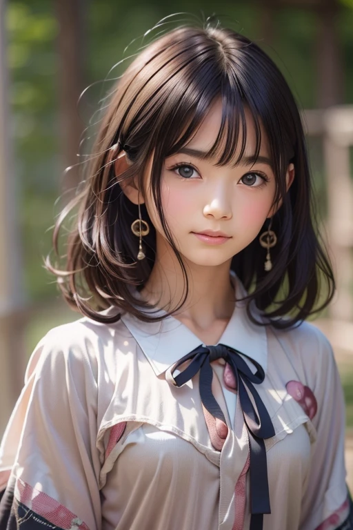 Best quality, focus on face, soft light, black hair, ((Japanese)), (blouse), (((front, face))), (depth of field), ultra high resolution, (realistic: 1.4) , RAW photo, upper body