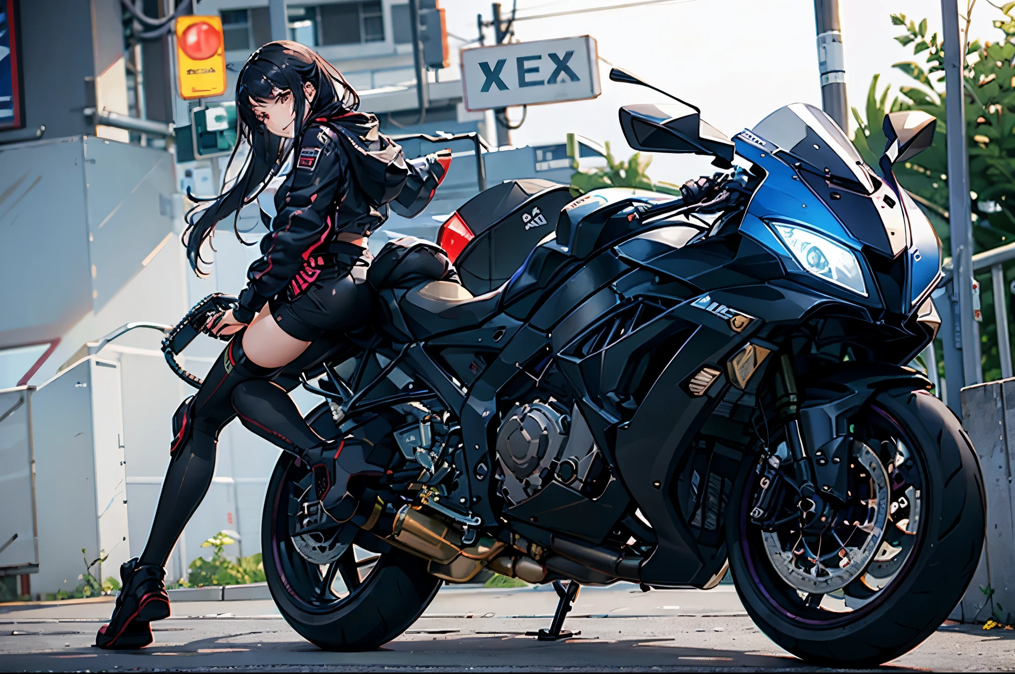 teenage, motorcycle, cyber punk