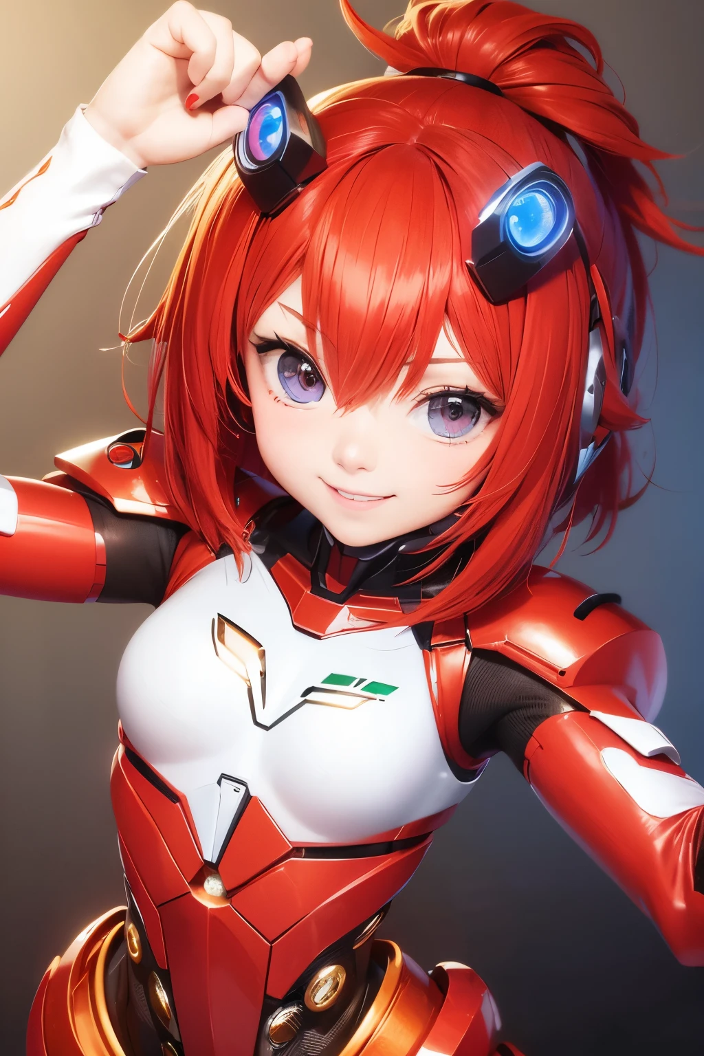 cute girl little man smile Red hair Cyborg Costumes robot