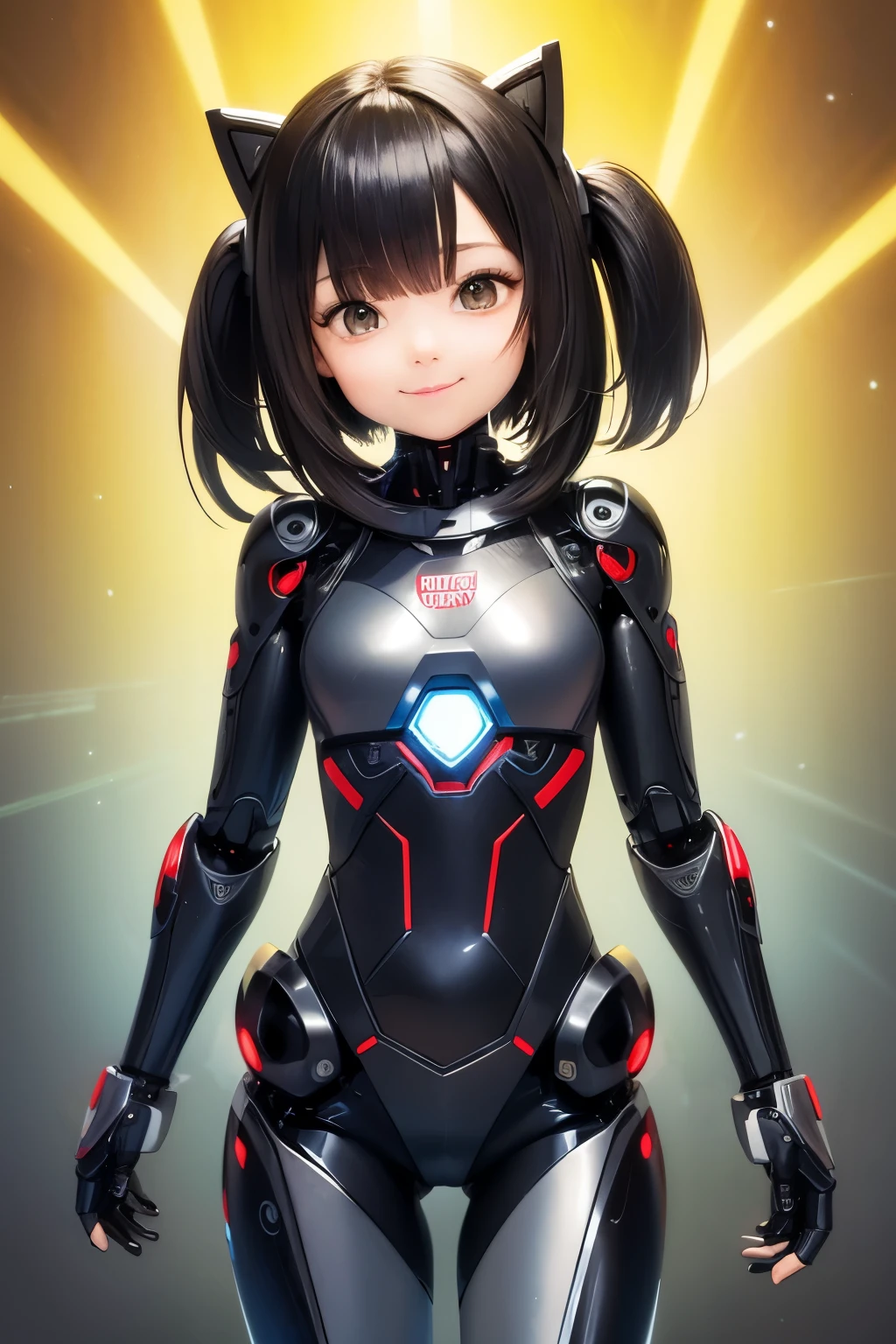 cute girl　little man　smile　black hair　Cyborg Costumes　robot
