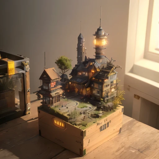 35528年Mars realistic model, (bifurcation, original photo, best quality, masterpiece:1.4),SteampunkCyberpunk6820 City,(CyberpunkMars light:1.3), Mars (related to land),(in a small nature box:1.3),Isometric, small nature, landscape on foundation,landscape,