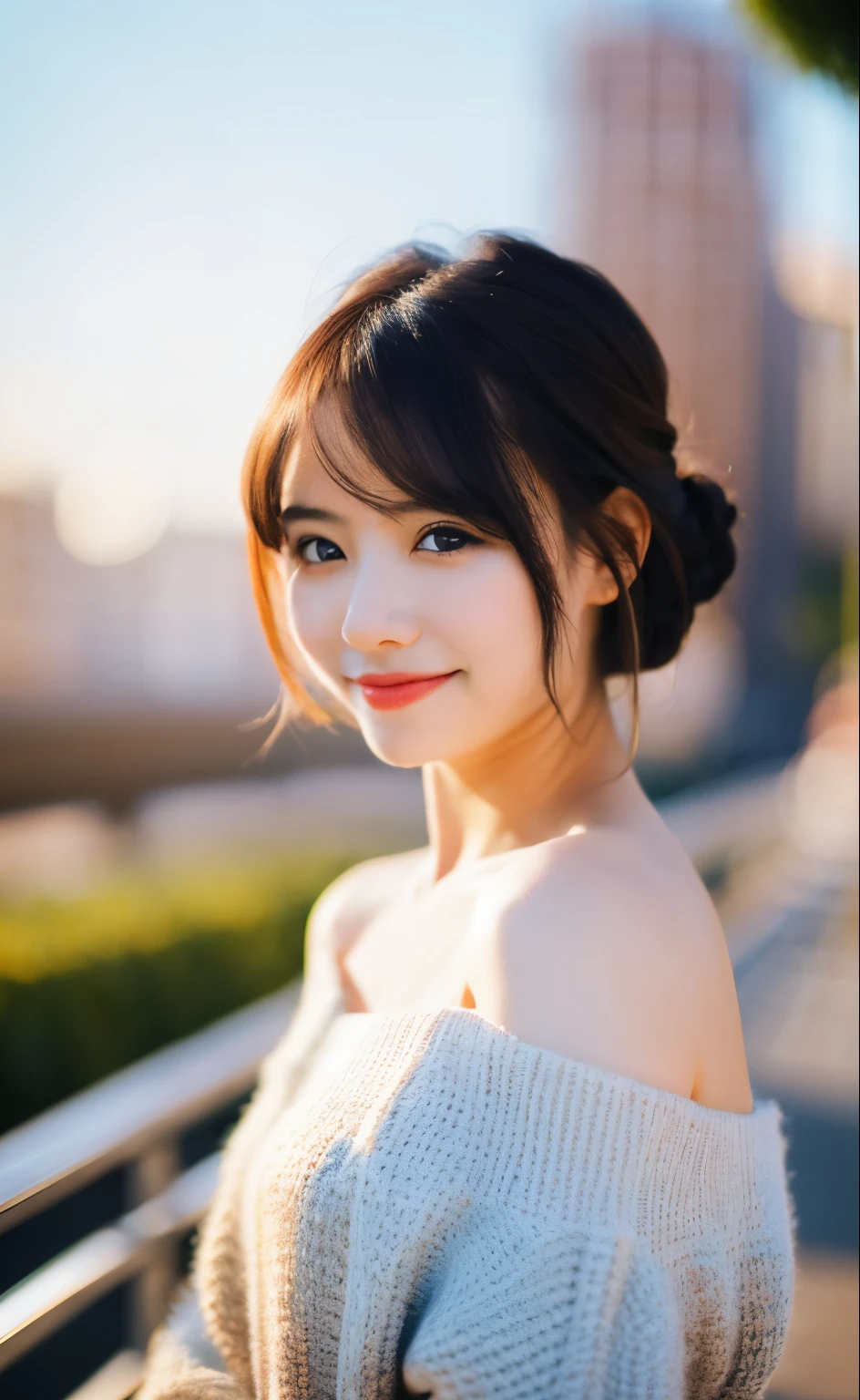 1girl, (looking at viewer), (bokeh:1.1), closed mouth,light smile, realistic, off shoulder,
pants, skyline,
best quality, (photorealistic:1.4), ultra highres, llfMasami Nagasawa