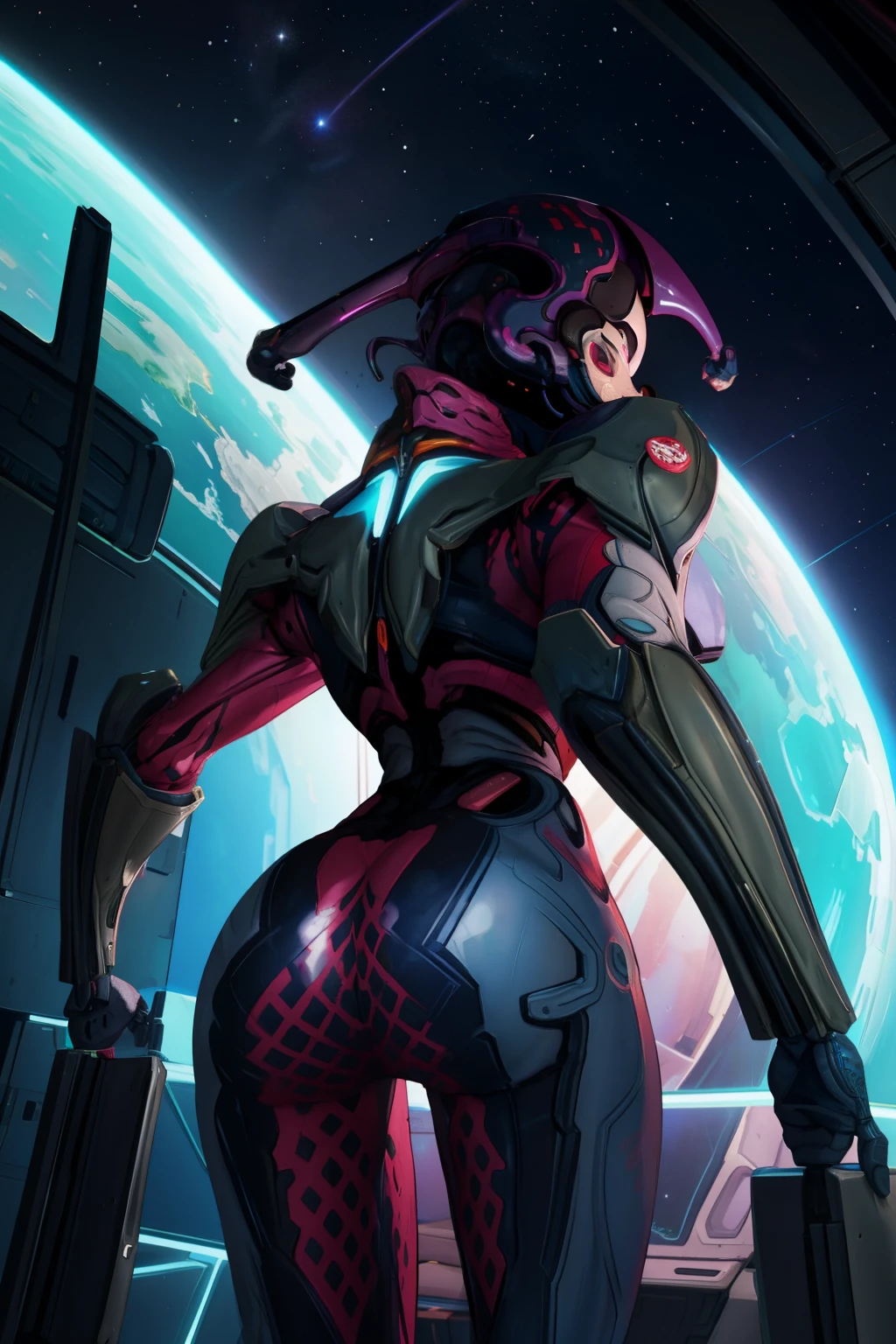 Mirage, solo, cowboy shot, rear view, buttlift, ass, from behind, grabbing own ass, standing
spaceship, stars, windows, disco lights,
(insanely detailed, masterpiece,, best quality)