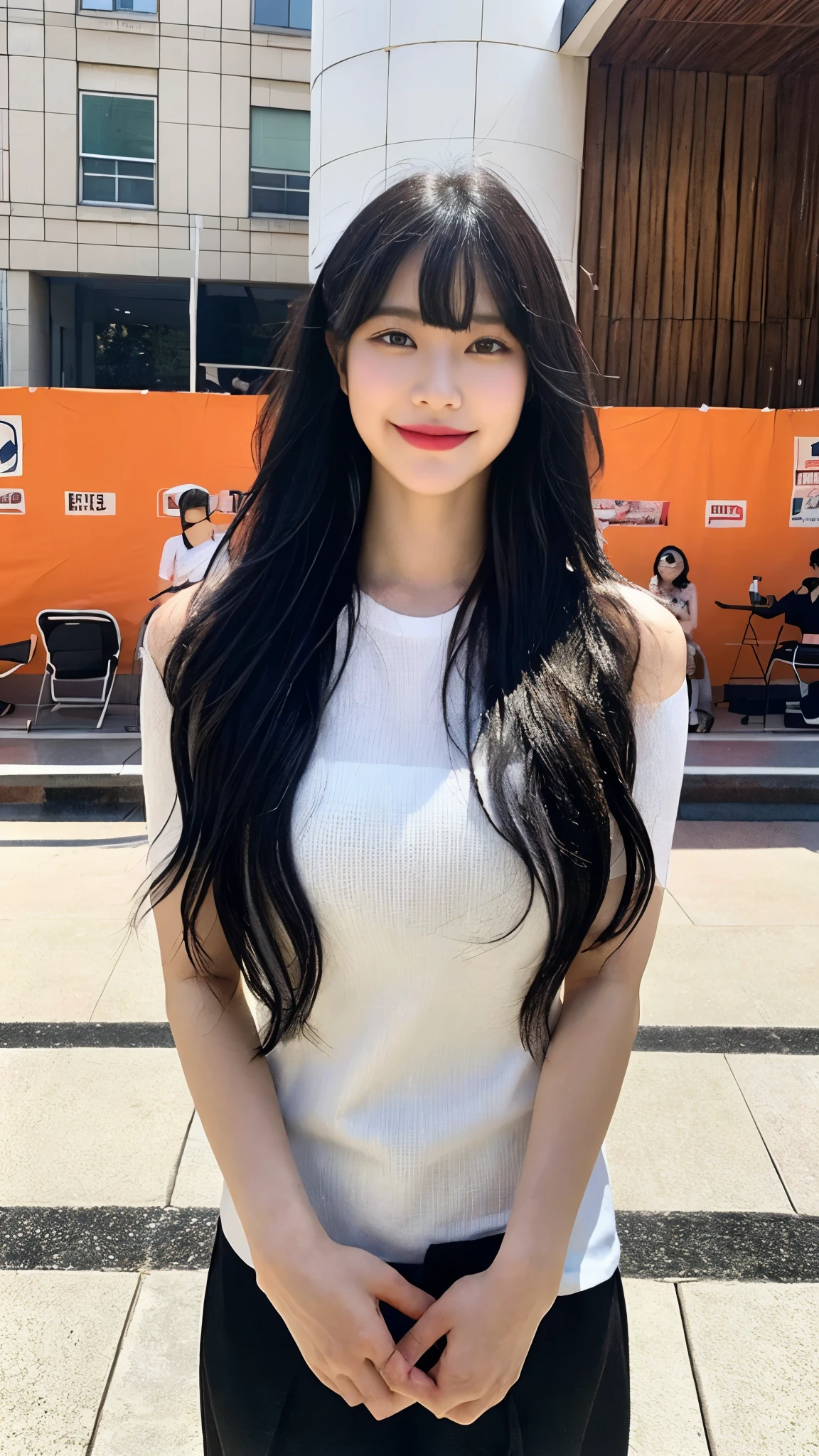 (8 thousand、top quality、masterpiece:1.2)、(realistic、realistic:1.9)、(laugh:0.2)、medium chest、beautiful and delicate eyes、full body sbian、(alone:1.8)、(look at the audience:1.3)、Wet hair smiling on the basketball court、shoulder height short hair、The end of the hair touches the shoulder and then bounces up in a U shape...、Loose curly hair,、light bangs、I have bangs、Beautiful black haired woman in her 20s。No Man'so cute.、There is a sophisticated atmosphere。walking on the white sidewalk,、He looked around gracefully.......、inside the basketball stadium、、、、、、Radiates quiet beauty。그녀의 laugh는 주변 사람들에게도 있다々that'displayed々continues々This is、々This is、々This is、々Gives you a happy feeling, fashionista,