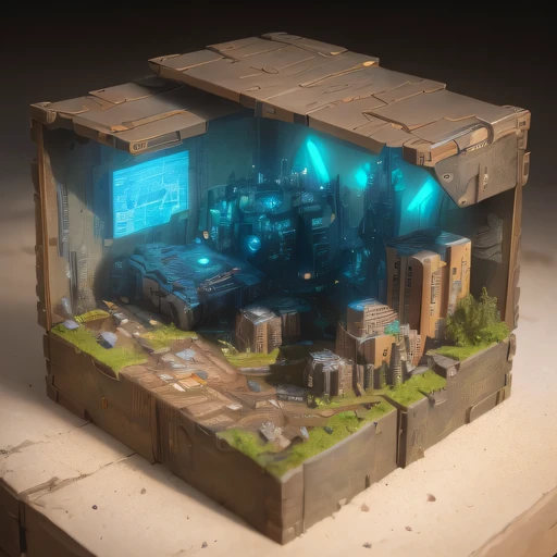 35528年Mars realistic model, (split ends, original photo, best quality, masterpiece:1.4),Steampunk Cyberpunk 6820 City,(CyberpunkMars light:1.3), Mars (related to land),(in a small nature box:1.3),Isometric, small nature, landscape on foundation,landscape,