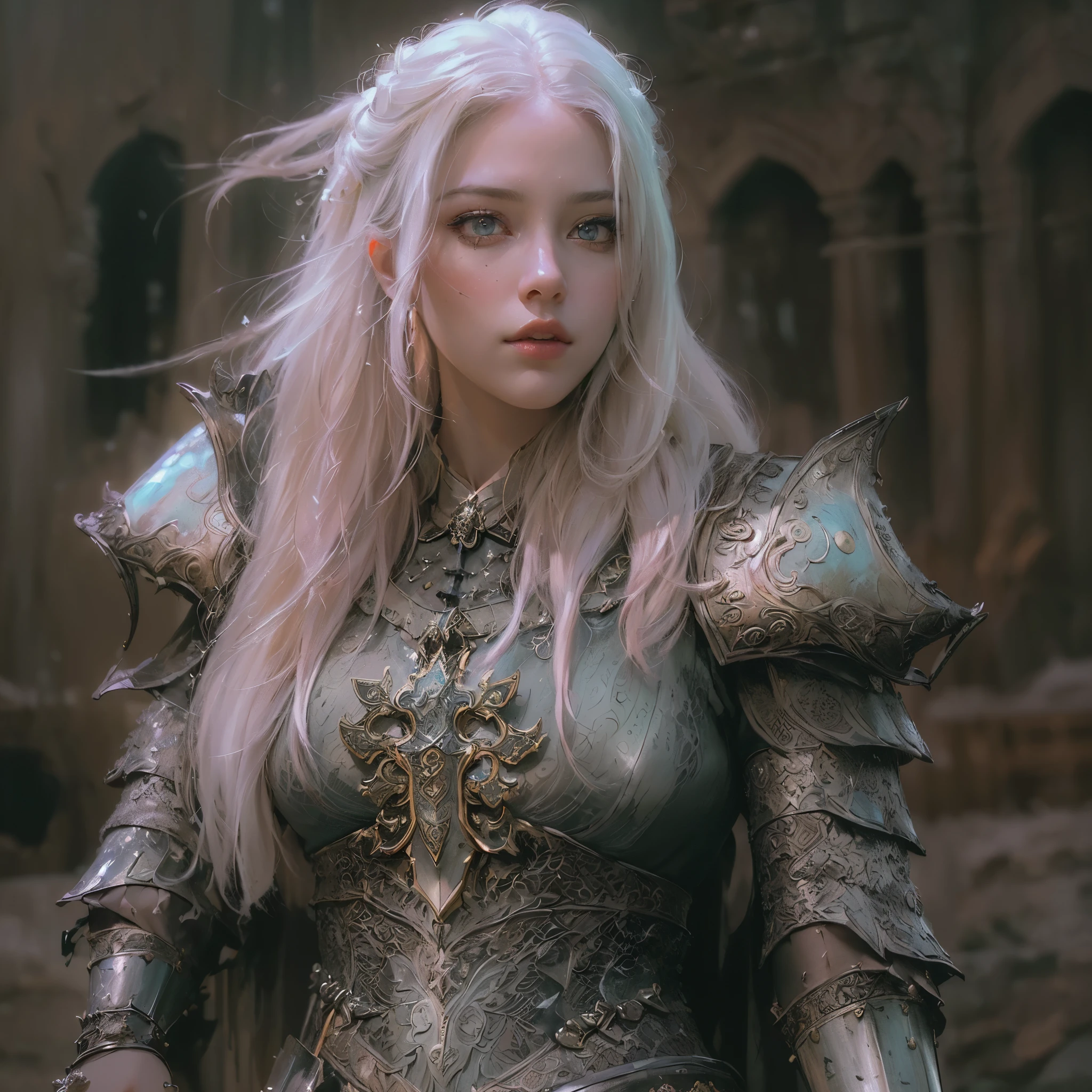 A woman in armor with a sword and a sword in her hand - SeaArt AI
