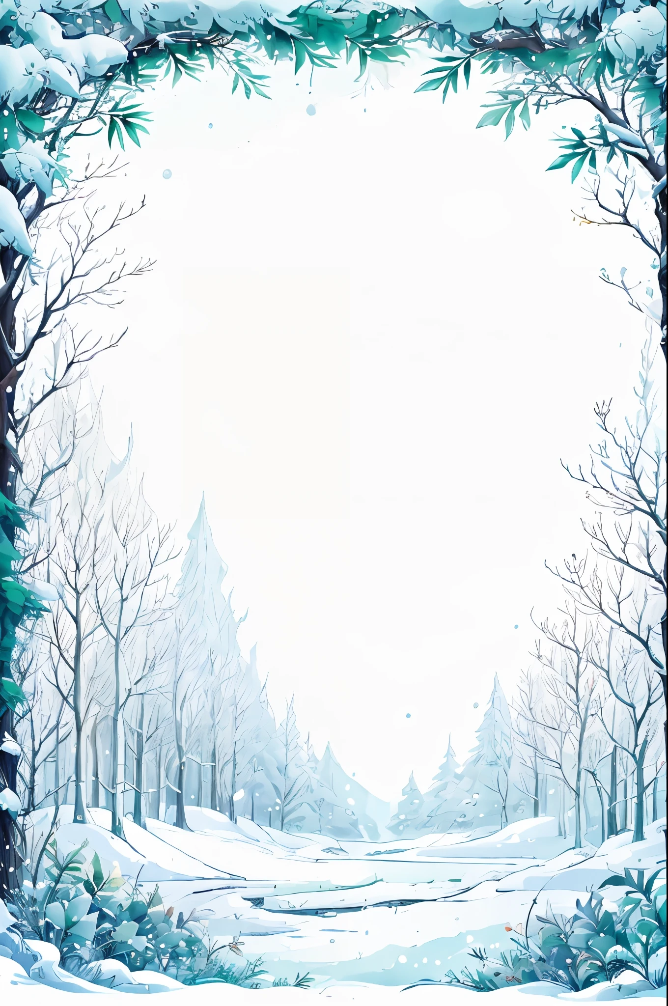 Winter Frame,antlers,bamboo,bamboo forest,bare tree,bird,blue theme,border,branch,bucket,coat,coral,deer,fence,fireworks,floral background,flower,footprints,forest,grass,graveyard,hat,hatsune miku,house,japanese clothes,kimono,leaf,leaf background,lily \(flower\),lily of the valley,long hair,lying,maple leaf,monochrome,multiple girls,nature,outdoors,palm leaf,palm tree,pine tree,plant,potted plant,reindeer,scarf,silhouette,sitting,snow,snow bunny,snowflake background,snowflakes,snowing,snowman,spider,spider lily,standing,sword,tanabata,tanzaku,tombstone,tree,tree shade,twintails,under tree,very long hair,vines,winter,wisteria,wolf,yuki miku,blank middle
