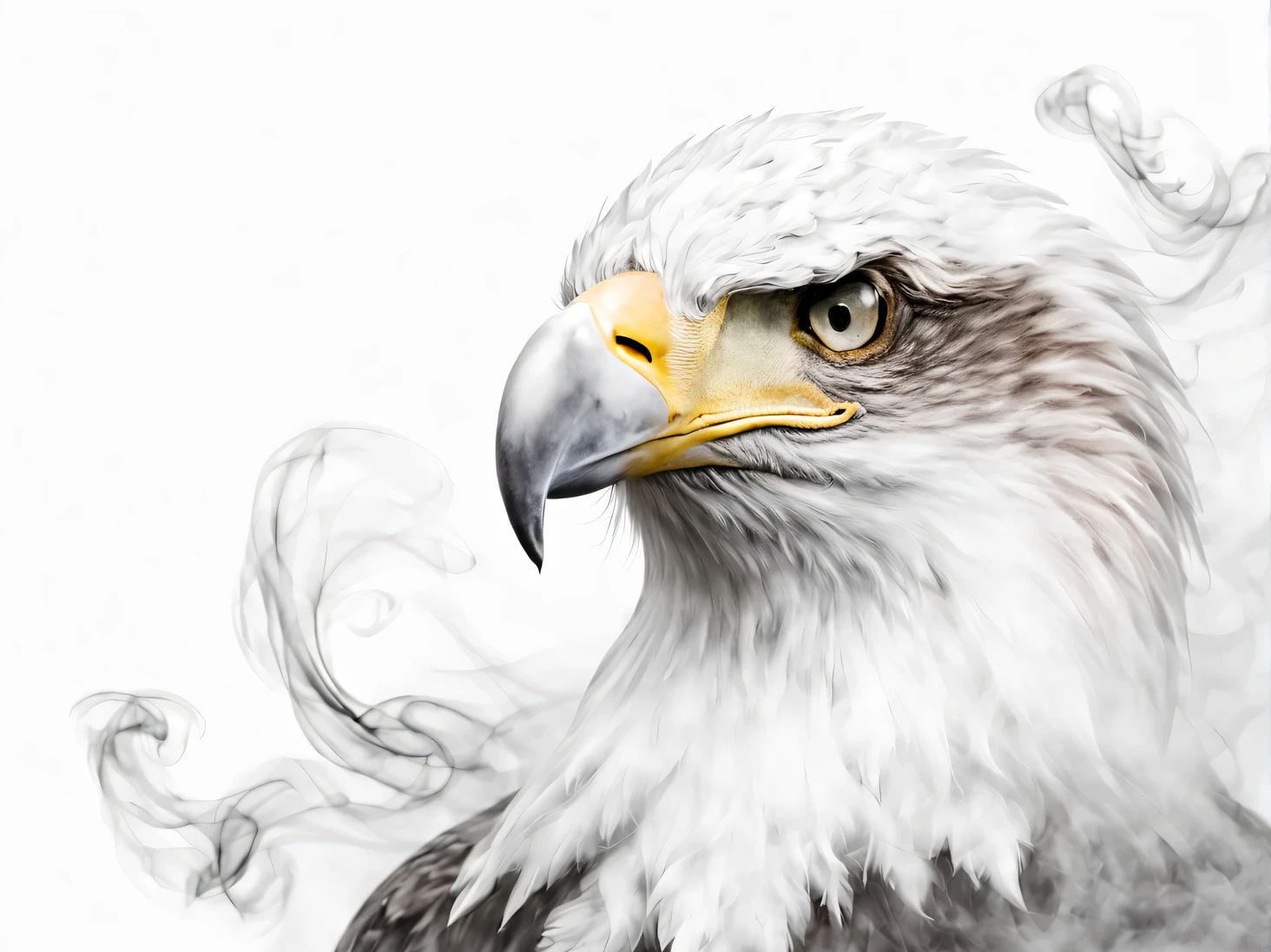 Smoky art, drawing of gray smoke on a white background, дымчатый Eagle серого дыма на белом фоне, Eagle, painted with gray smoke