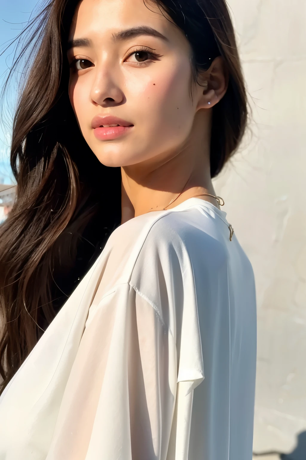 middle East Beauty A fleeting look shoulders exposed