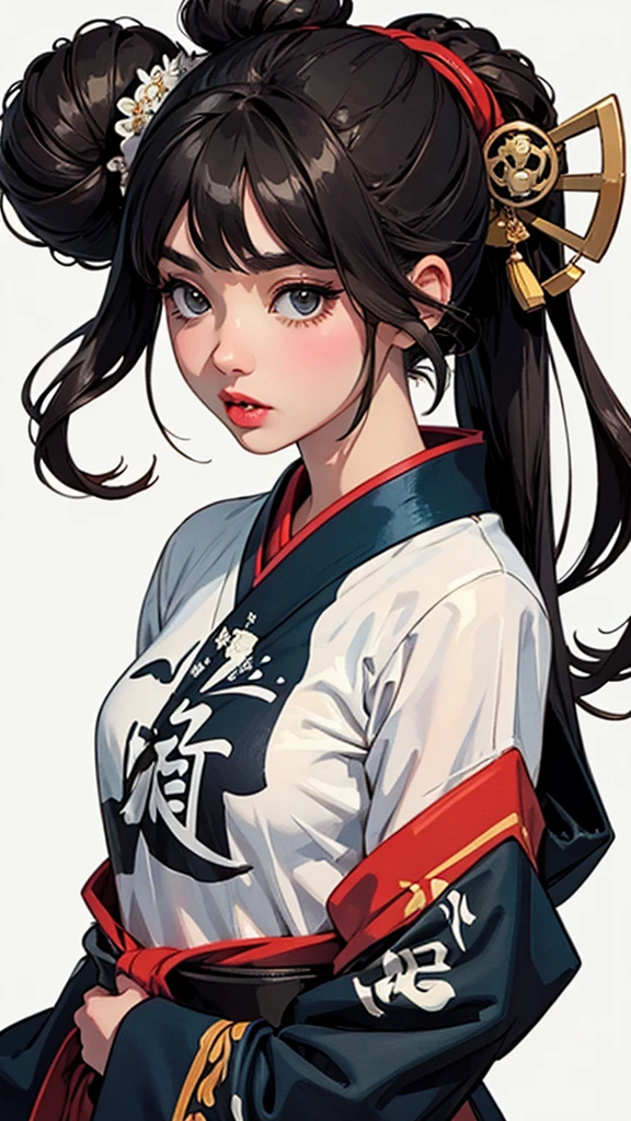 Vintage tshirt print design (on a white background:1.2), retro-inspired typography surrounding a sumi-e ink illustration of a geisha, blending Japanese calligraphy with martial arts aesthetics., Mysterious