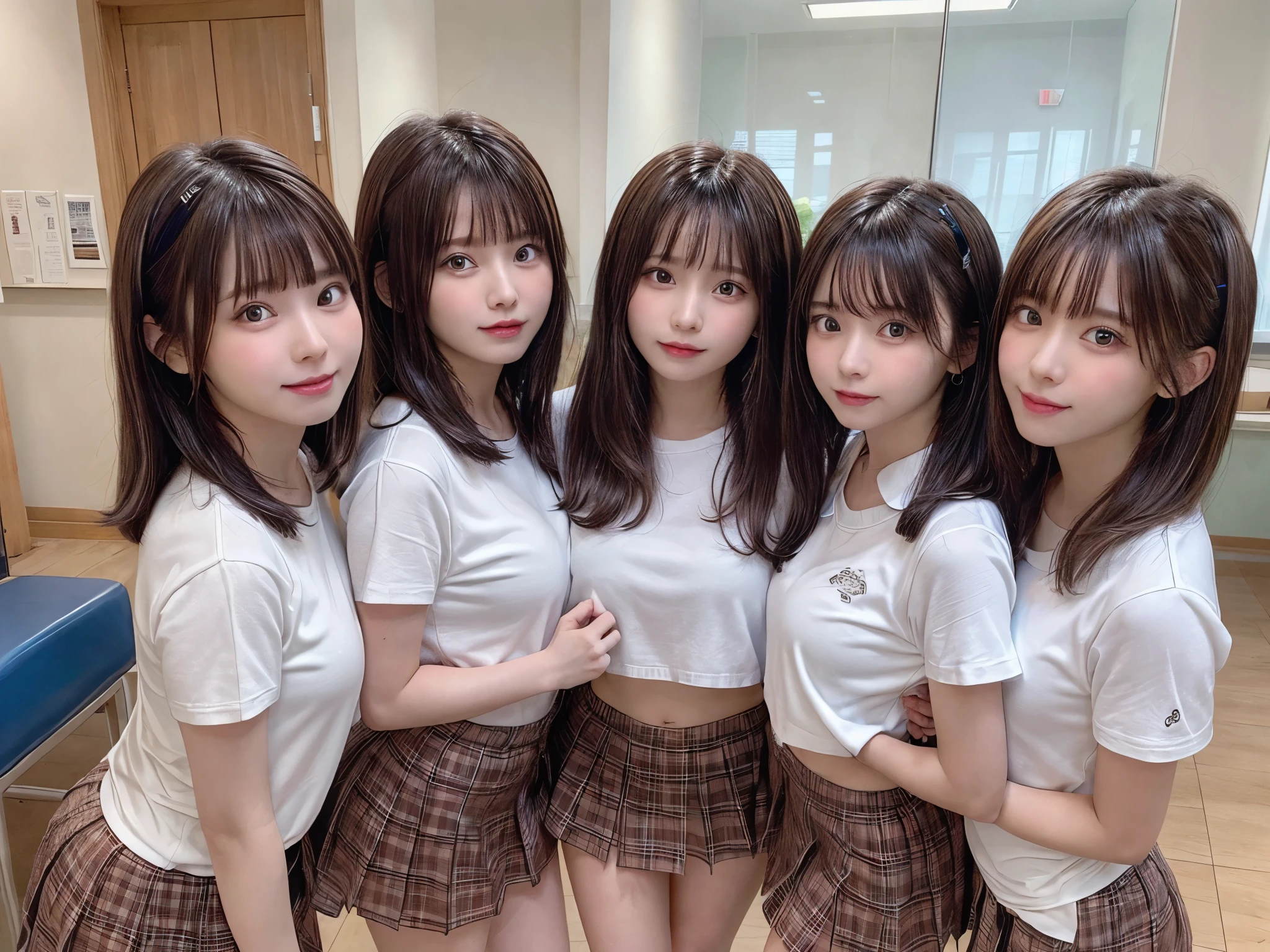 pool、((topless:1.2))、((NSFW))、(3 women:1.5)、(Angle from directly below:1.2)、brown hair、striped panties、smile、highest quality, shape, Super detailed, finely, High resolution, 8k wallpaper, 完璧なダイナミックな構shape, beautiful and detailed eyes, natural lip, big breasts