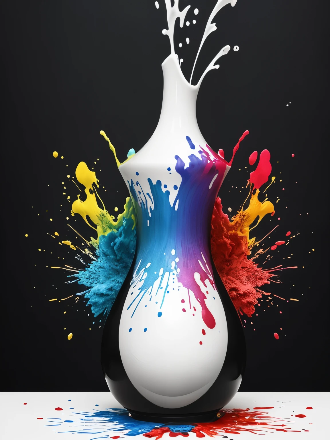 ink splash, splash of color, exploding vase, Panorama, ultra high saturation, (best quality, Masterpiece, Agent work, official art, professional, 8ก)