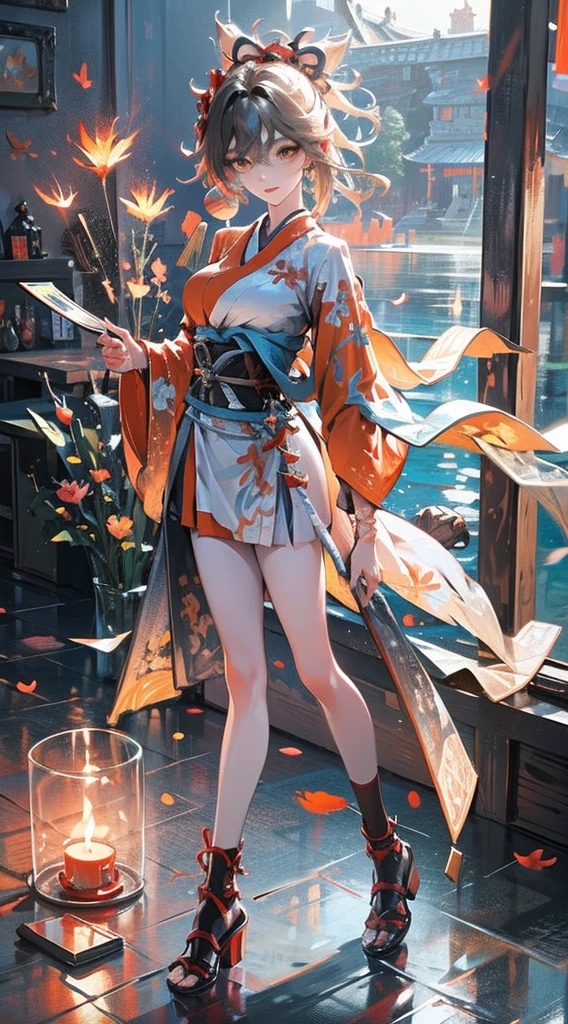 best quality，masterpiece，Enlightenment，extremely delicate and beautiful，The content is very detailed，CG，Unite，8k wallpaper，amazing，detailed，masterpiece，best quality，official art，Very detailed CG Unite 8k wallpaper，absurd，Incredibly Ridiculous Resources，Huge file size，Super detailed，high resolution，The content is very detailed，Beautiful and delicate girl，非常detailed眼睛和脸部，Beautiful and delicate eyes，There is light on the face，（hanfu：1.1），1 girl，Full body female love，Full body female love，taking pictures，，masterpiece，1 girl，solo，black hair color hair，white dress，，white thighs，lake，moisture