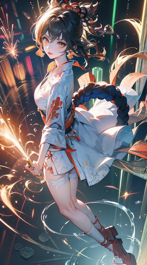 best quality，masterpiece，Enlightenment，extremely delicate and beautiful，The content is very detailed，CG，Unite，8k wallpaper，amazing，detailed，masterpiece，best quality，official art，Very detailed CG Unite 8k wallpaper，absurd，Incredibly Ridiculous Resources，Huge file size，Super detailed，high resolution，The content is very detailed，Beautiful and delicate girl，非常detailed眼睛和脸部，Beautiful and delicate eyes，There is light on the face，（hanfu：1.1），1 girl，Full body female love，Full body female love，taking pictures，，masterpiece，1 girl，solo，black hair color hair，white dress，，white thighs，lake，moisture