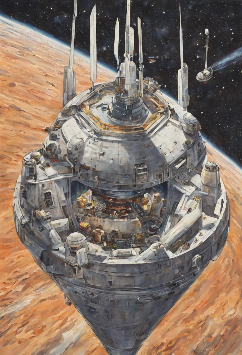 Flying alone in space, the ashtray spaceship