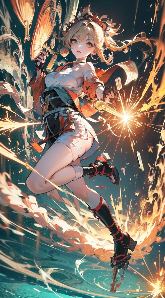 best quality，masterpiece，revelation，extremely delicate and beautiful，The content is very detailed，CG，unity，8k wallpaper，Astonishing，detailed，masterpiece，best quality，official art，Very detailed CG unity 8k wallpaper，absurd，Incredibly Ridiculous Resources，File size is huge，Super detailed，high resolution，The content is very detailed，Beautiful and delicate girl，非常detailed眼睛和脸部，beautiful and delicate eyes，There is light on the face，（Hanfu：1.1），1 girl，Full body female love，Full body female love，Taking pictures，，masterpiece，1 girl，alone，black hair color hair，white dress，，white thighs，lake，Water Moisture，blonde hair