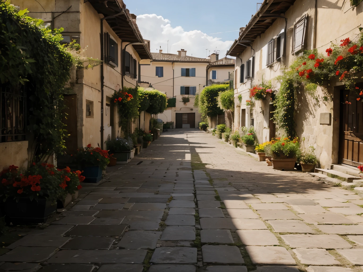 red flower garden italian street background
