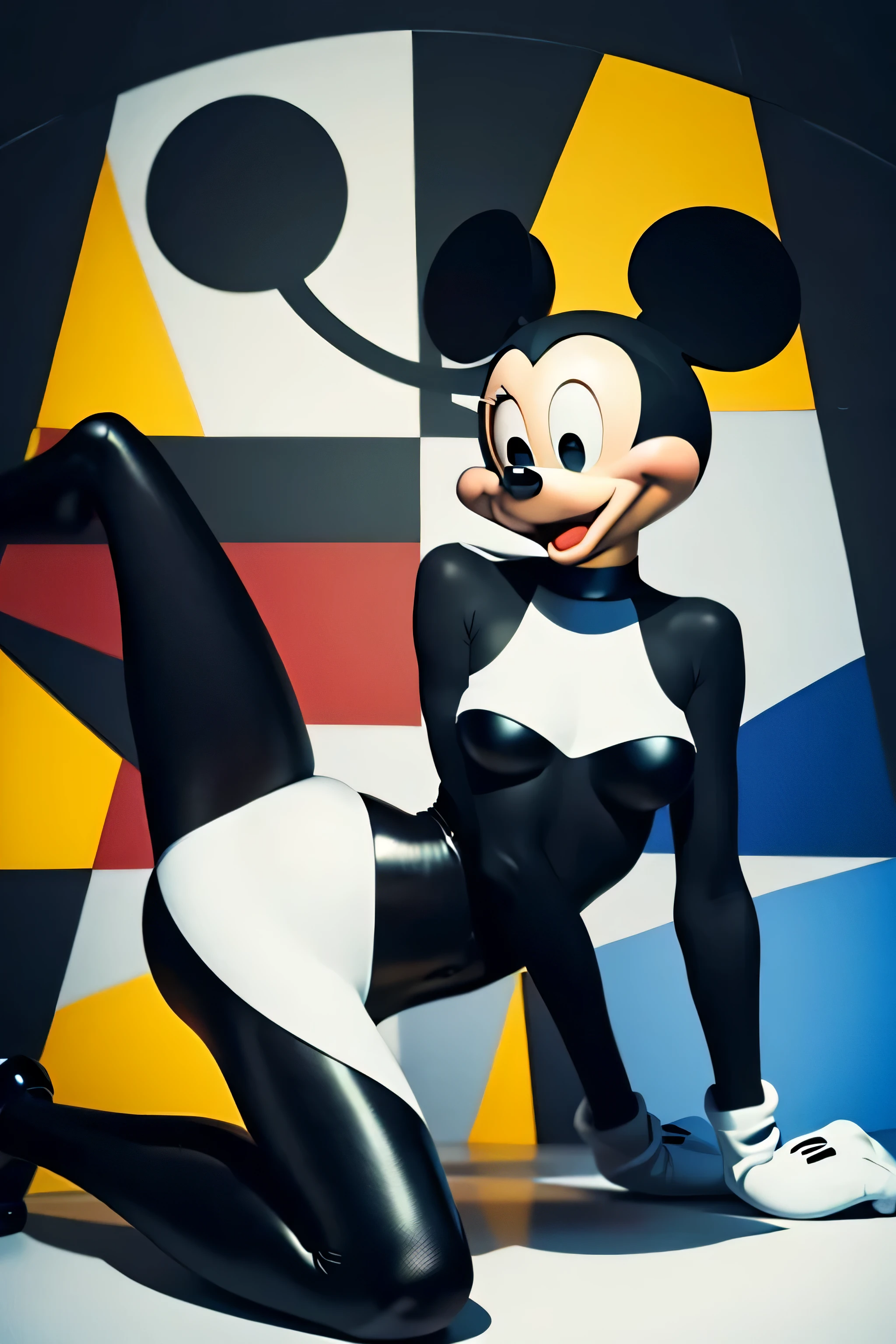 painting of Mickey Mouse having sex, kinky, a cubist painting by Picasso, tumblr, cubism, style of picasso, pablo picasso painting, cubist picasso, picasso masterpiece, picasso style, similar aesthetics to picasso, kiki picasso style, cubist, modern cubism, a woman, femme, modern art
