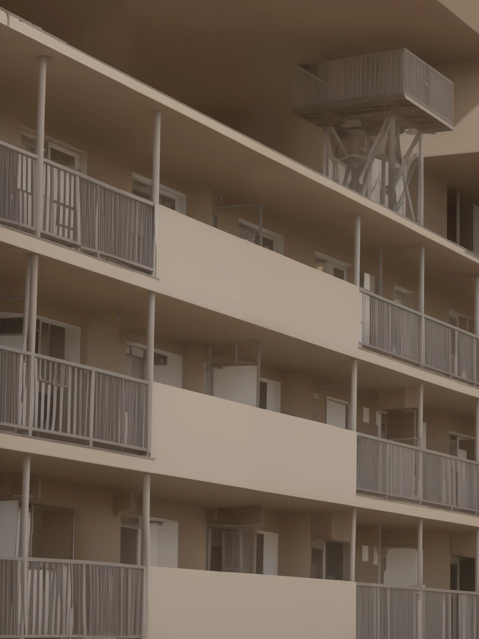 whole building, apartment complex made of tubes, crenellated balcony, mass housing, balcony, flat, skyscraper, single building, Residential area, in a Japanese apartment, no one lives there, Residential, concrete housing, high density, Empty buildings with vegetation,drop shadow, anaglyph, stereogram, atmospheric perspective, Surrealism, interior architecture, Realism, Verism, Canon, 8k, super detail, ccurate, best quality, UHD, masterpiece, ccurate, super detail, high quality, HD, highres