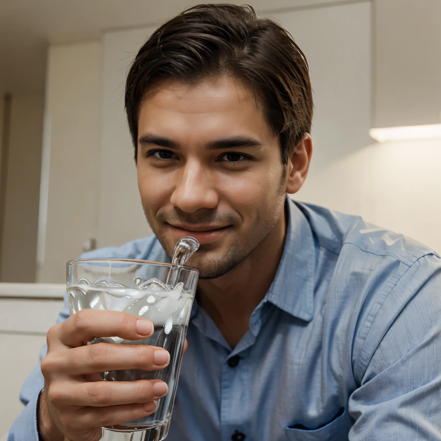 Make a man happy by drinking a glass of water